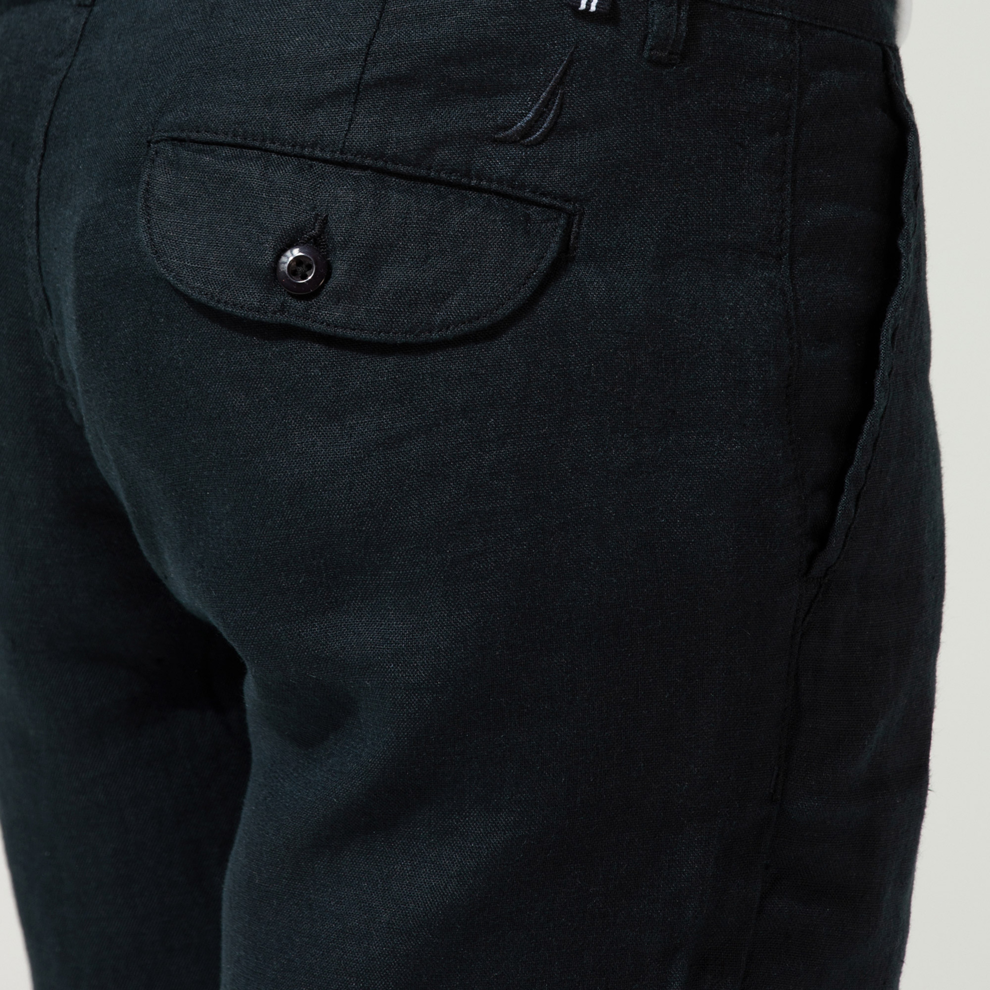 Nautica Erkek Siyah Keten Bermuda Şort