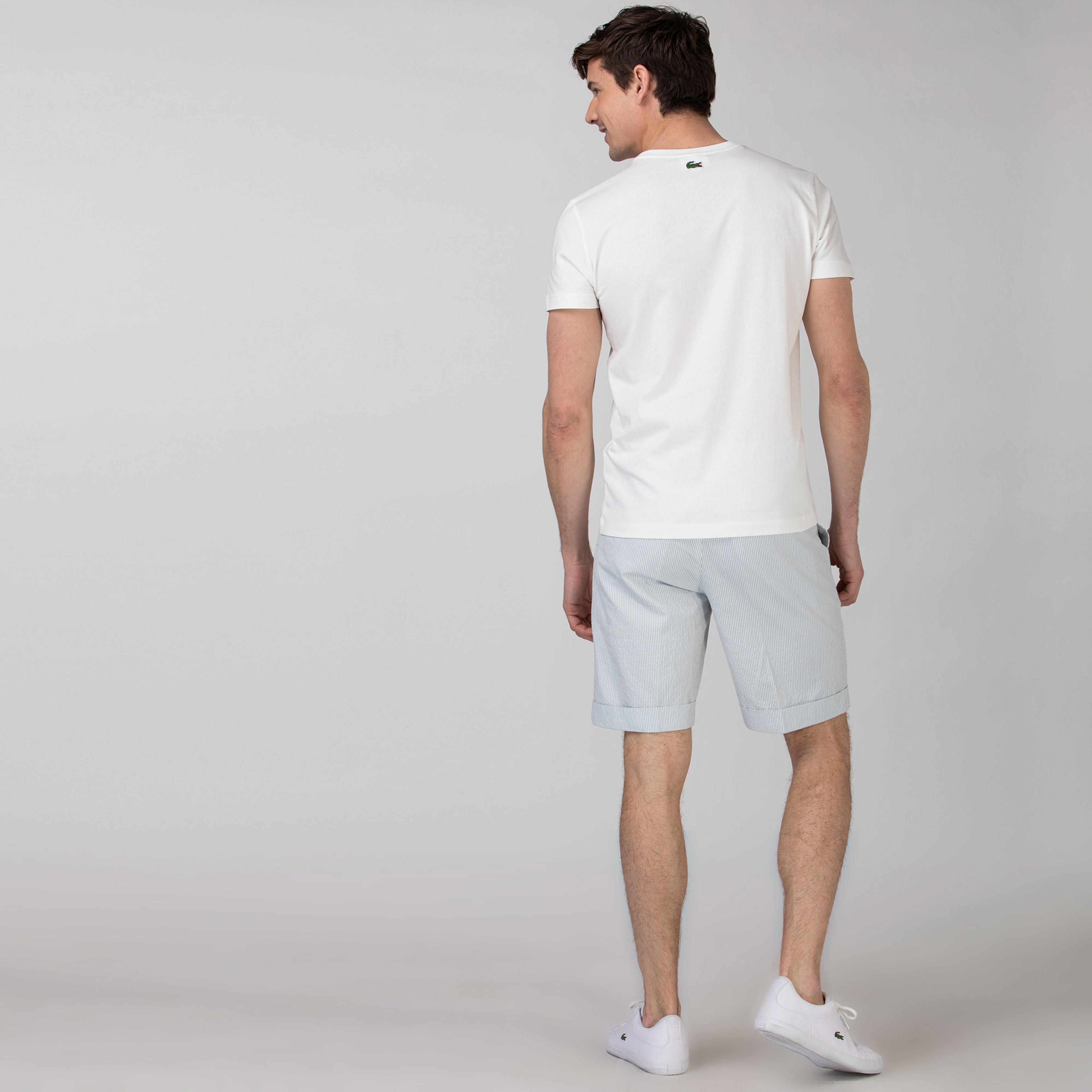 Lacoste Erkek Çizgili Açık Mavi Bermuda Şort