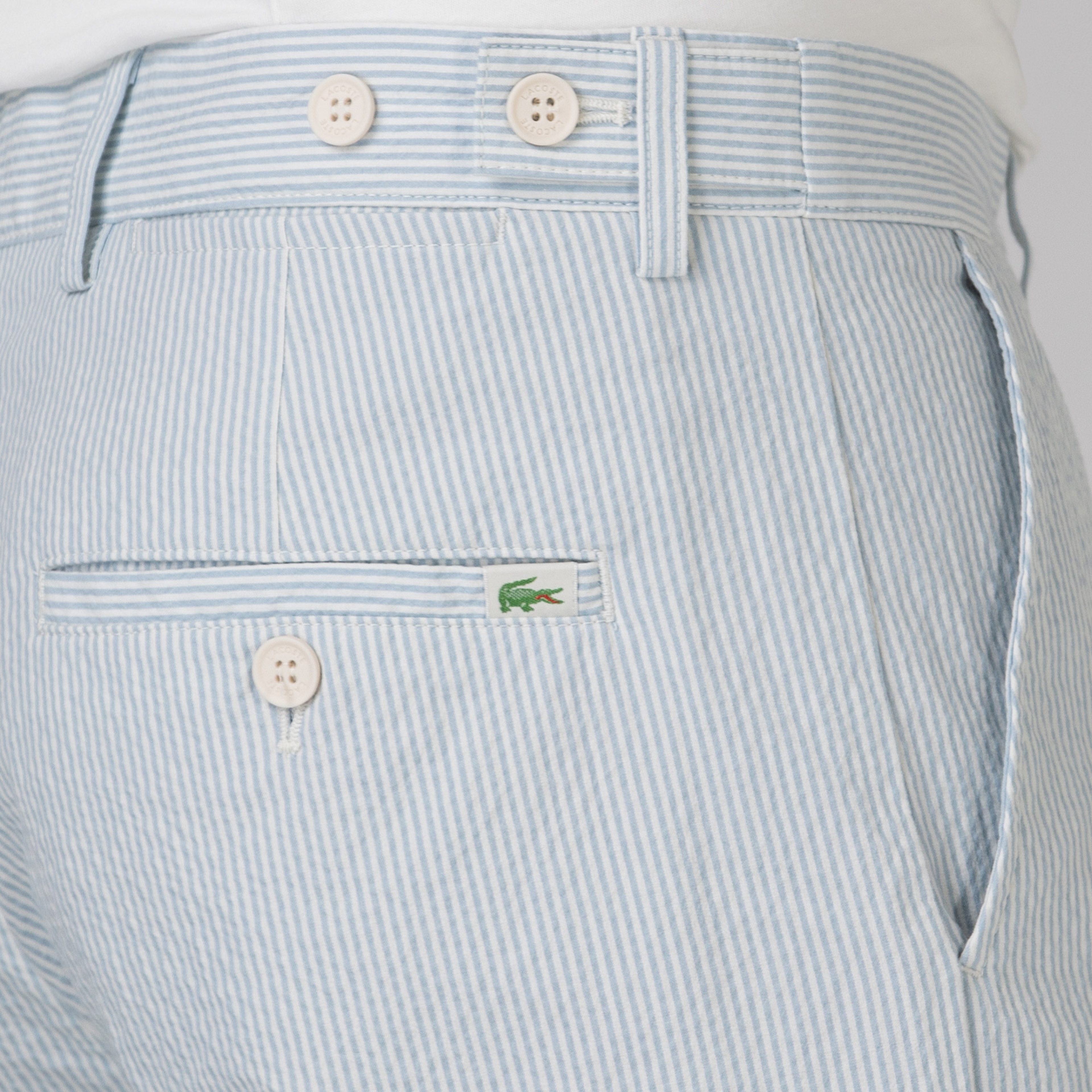 Lacoste Erkek Çizgili Açık Mavi Bermuda Şort