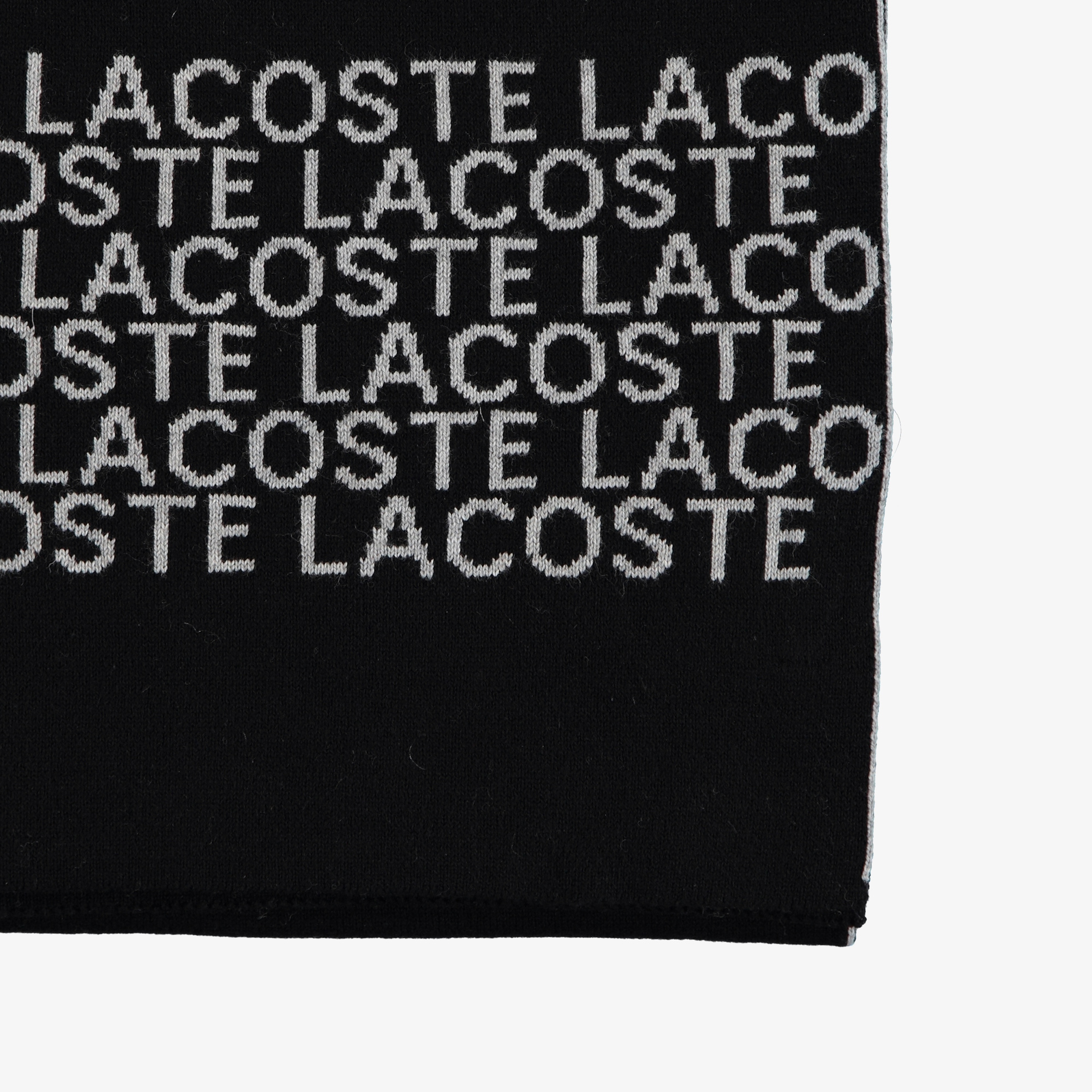 Lacoste Unisex Baskılı Siyah Atkı