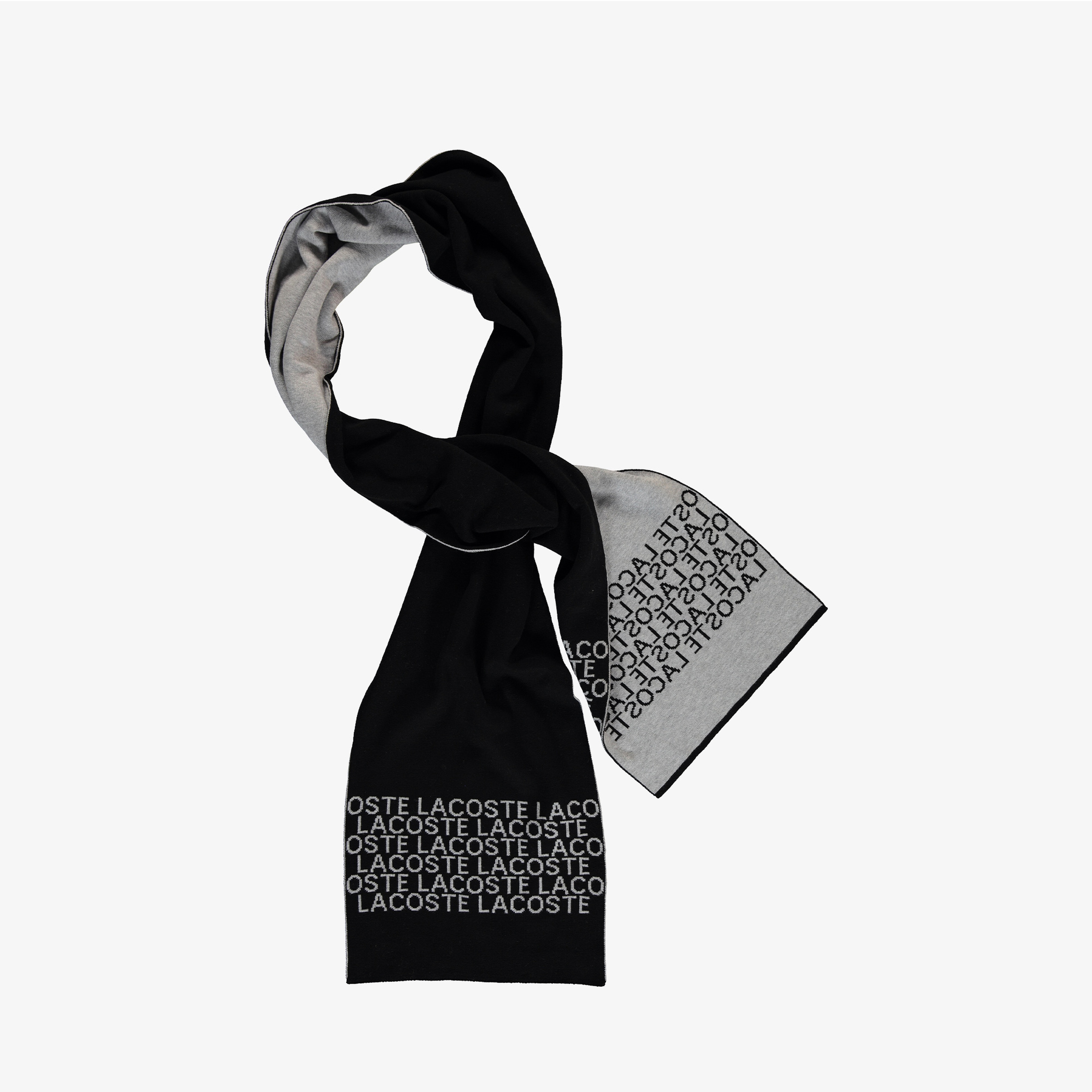 Lacoste Unisex Baskılı Siyah Atkı