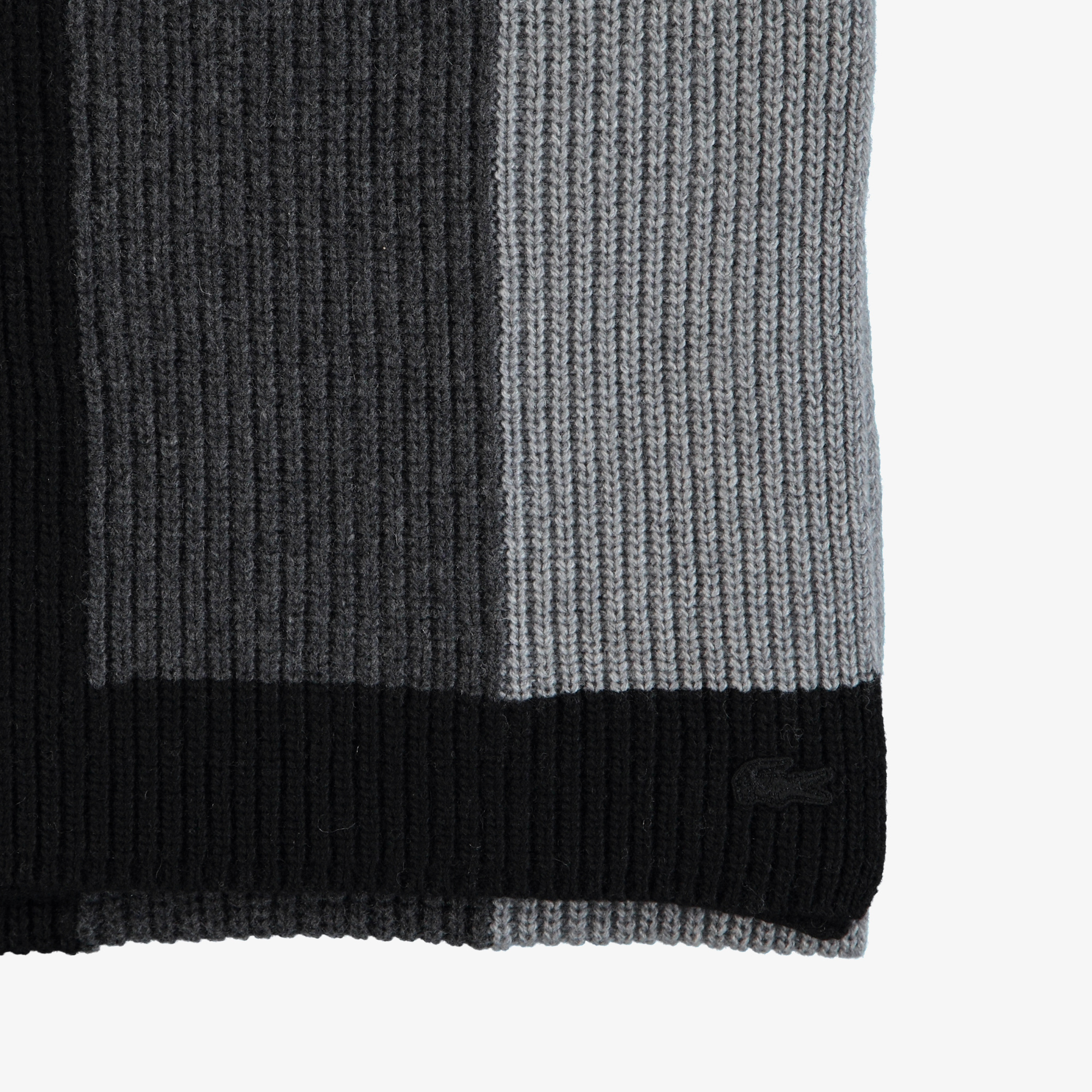 Lacoste Unisex Blok Desenli Siyah Atkı