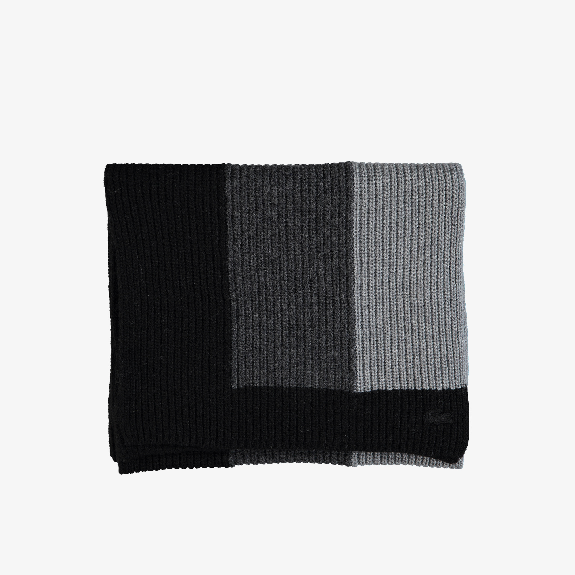 Lacoste Unisex Blok Desenli Siyah Atkı