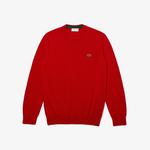 Erkek Regular Fit Bisiklet Yaka Organik Pamuk Kırmızı Kazak