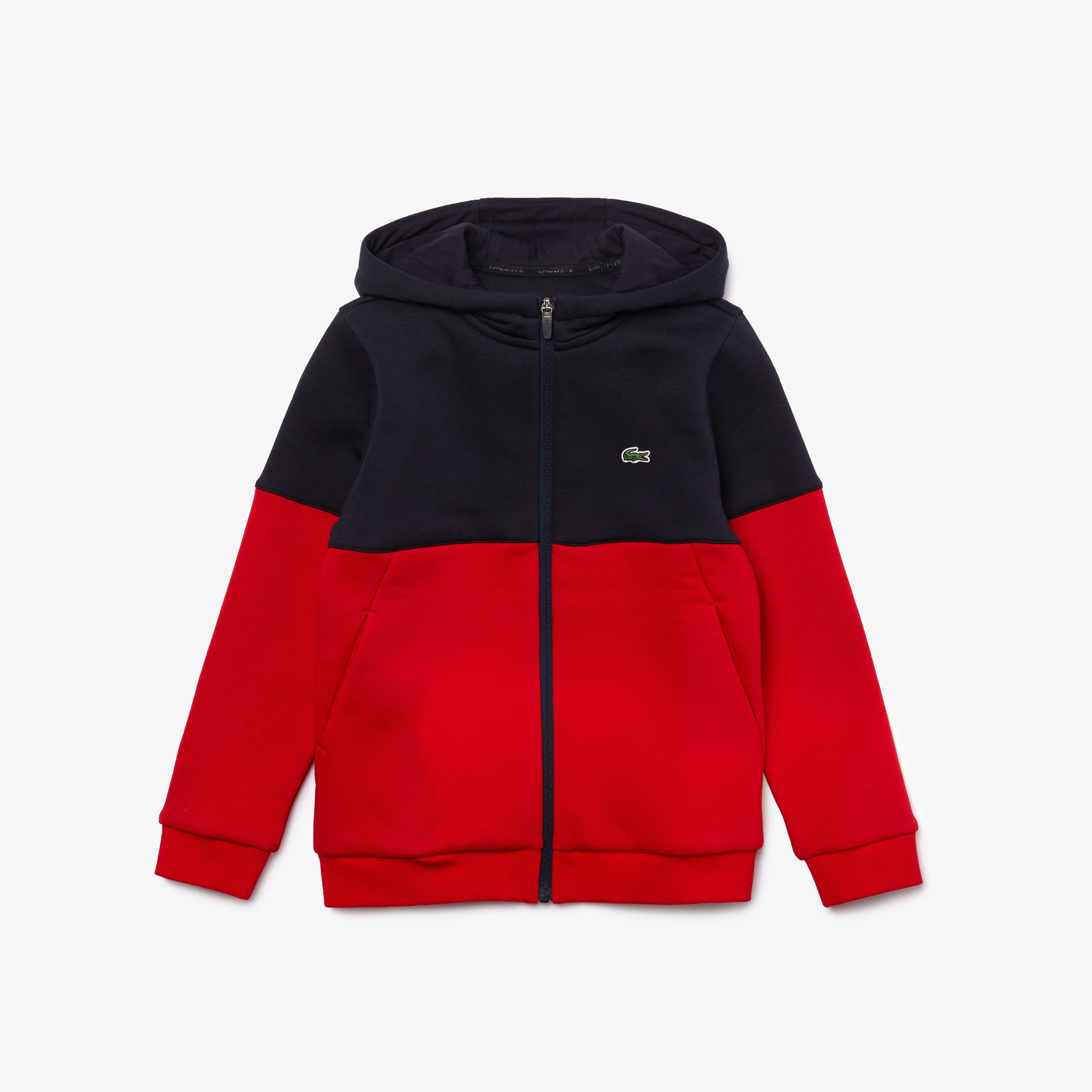 Lacoste Sport Çocuk Blok Desenli Baskılı Fermuarlı Lacivert - Kırmızı Sweatshirt