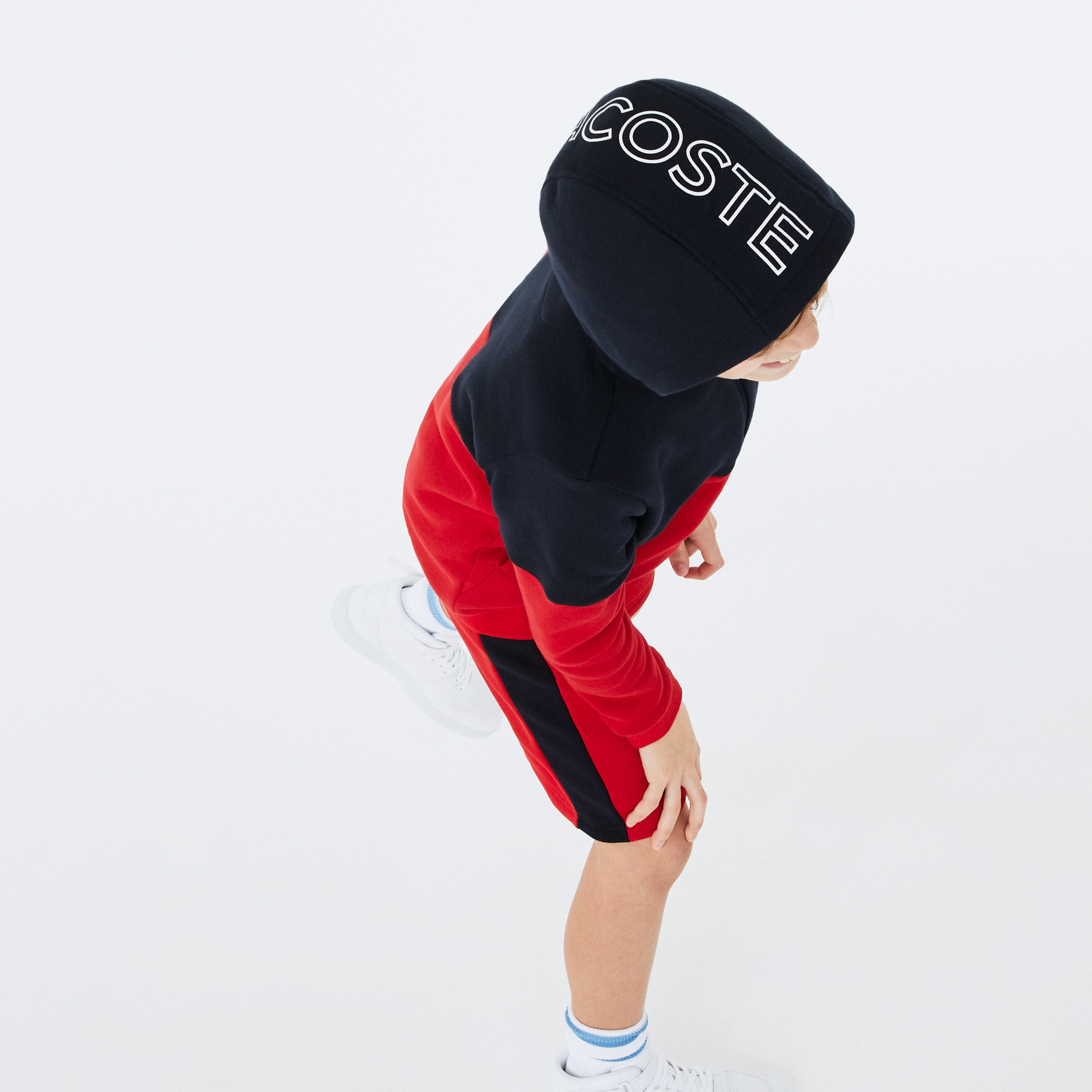 Lacoste Sport Çocuk Blok Desenli Baskılı Fermuarlı Lacivert - Kırmızı Sweatshirt