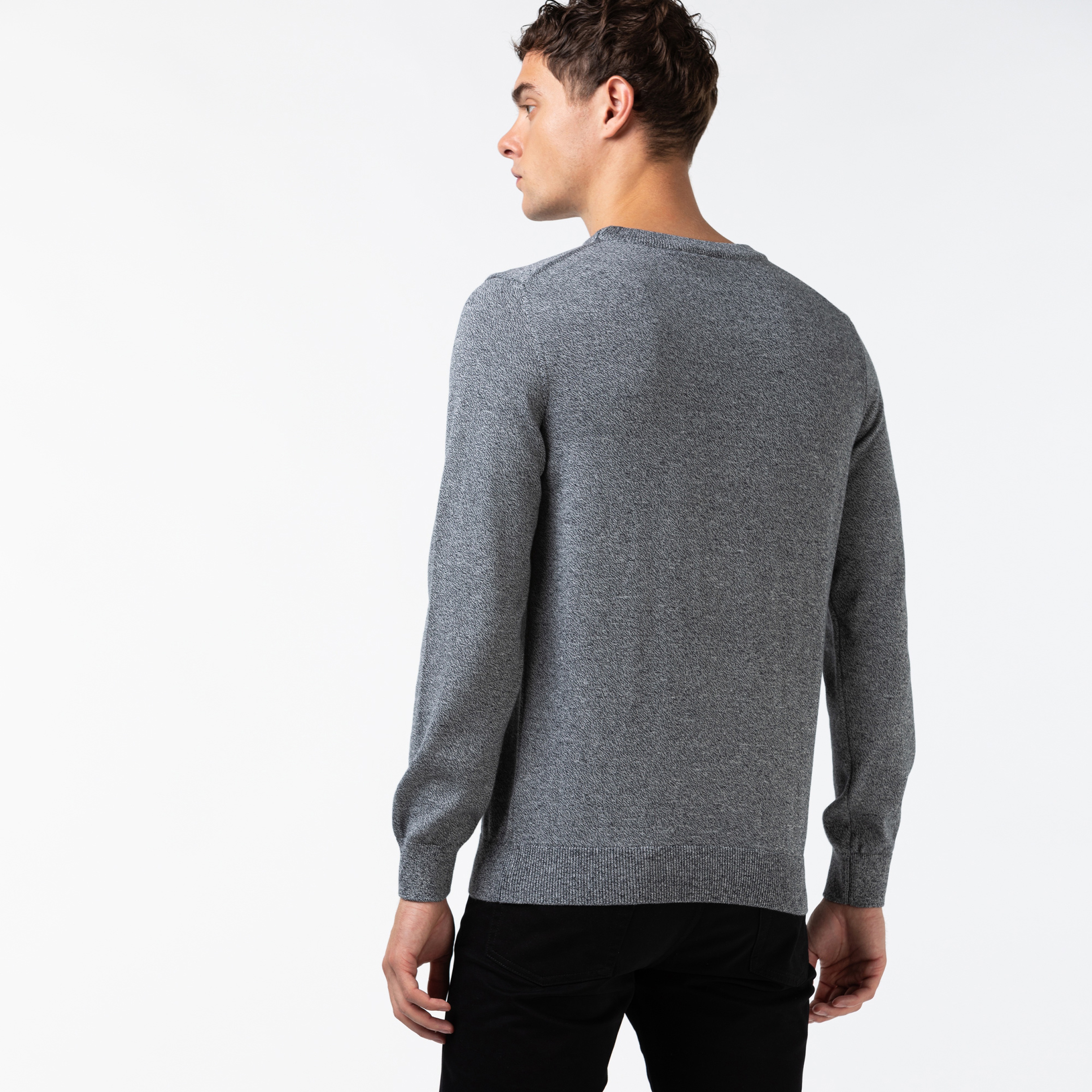 Lacoste Erkek Bisiklet Yaka Gri Triko Kazak