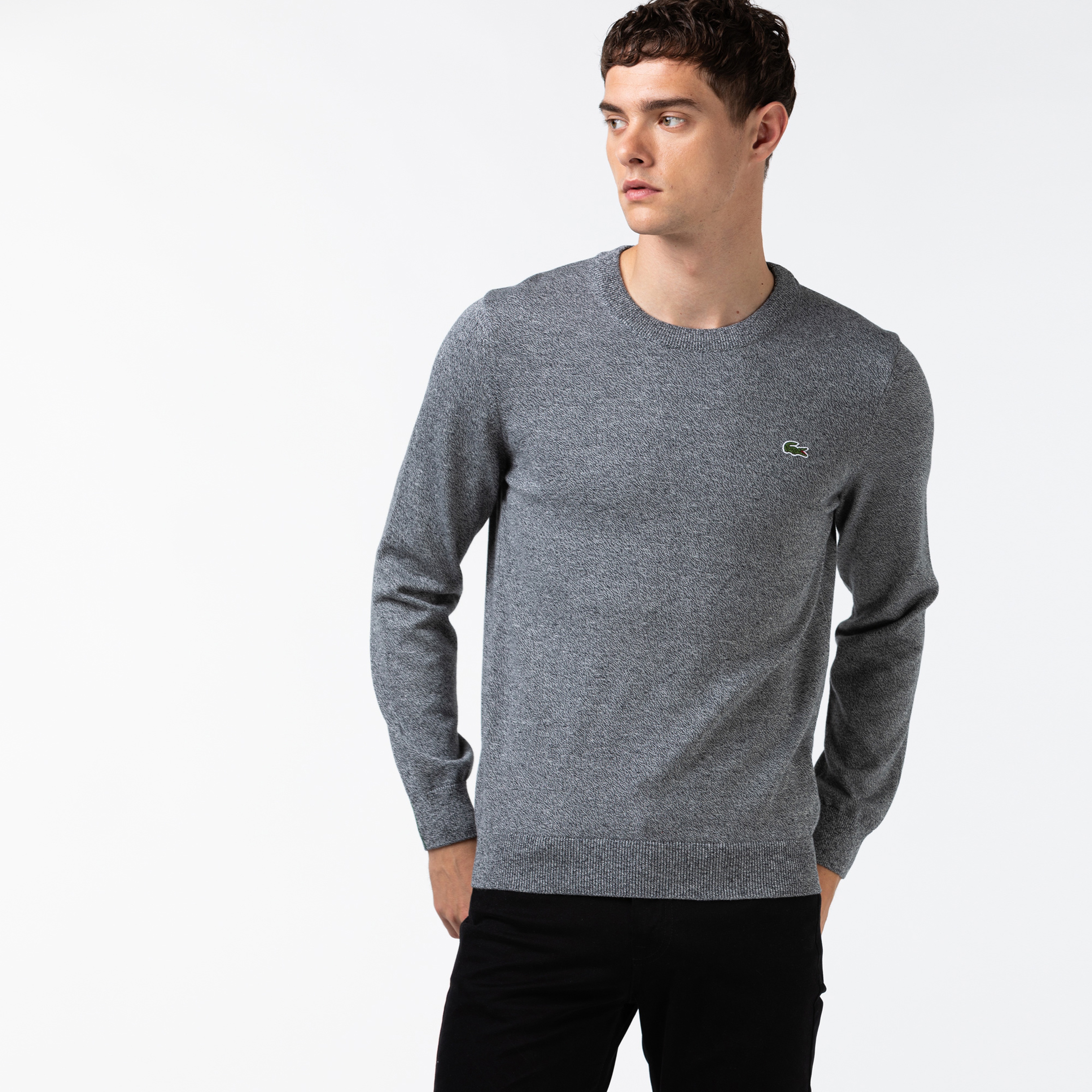 Lacoste Erkek Bisiklet Yaka Gri Triko Kazak