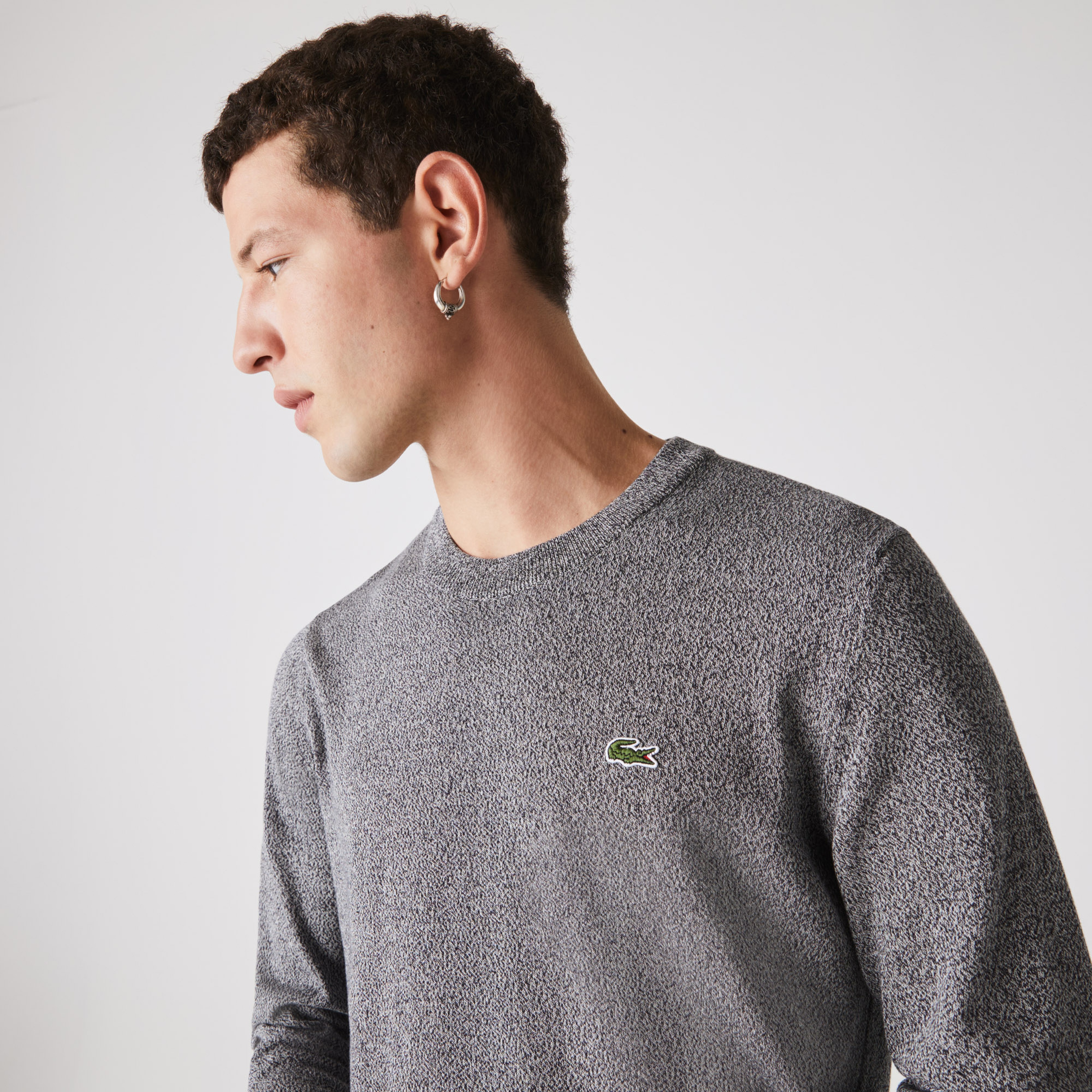 Lacoste Erkek Bisiklet Yaka Gri Triko Kazak