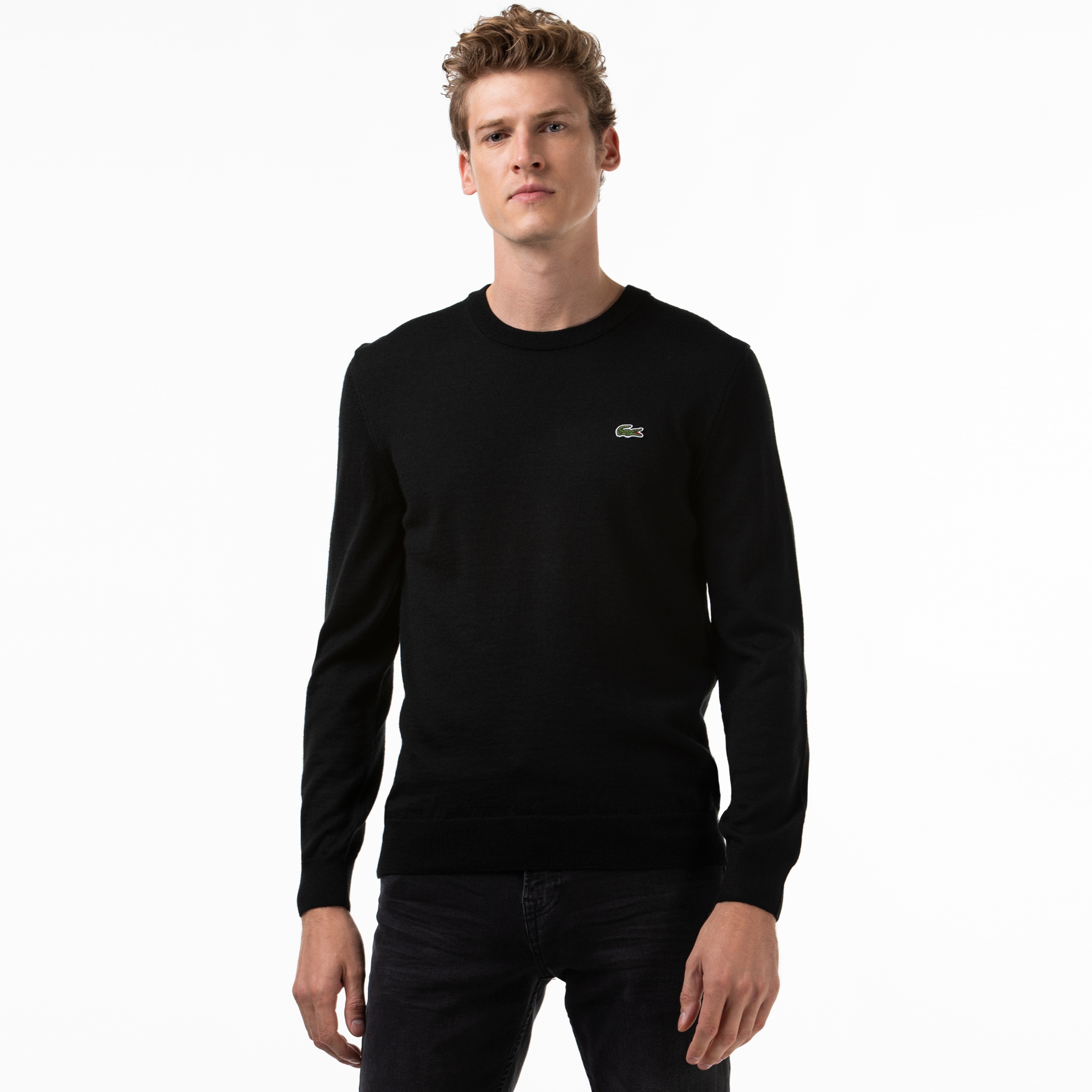 Lacoste Erkek Bisiklet Yaka Siyah Triko Kazak