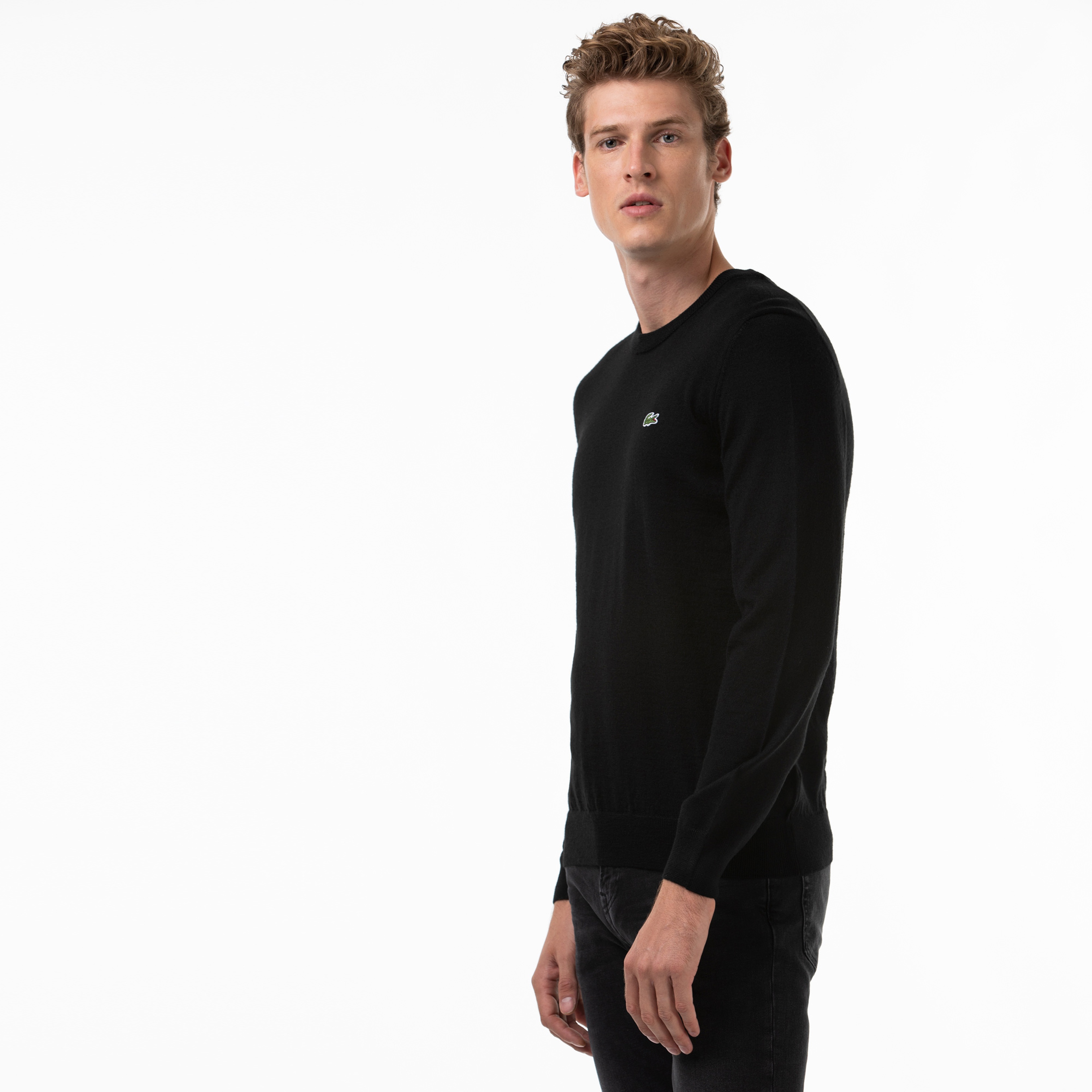 Lacoste Erkek Bisiklet Yaka Siyah Triko Kazak