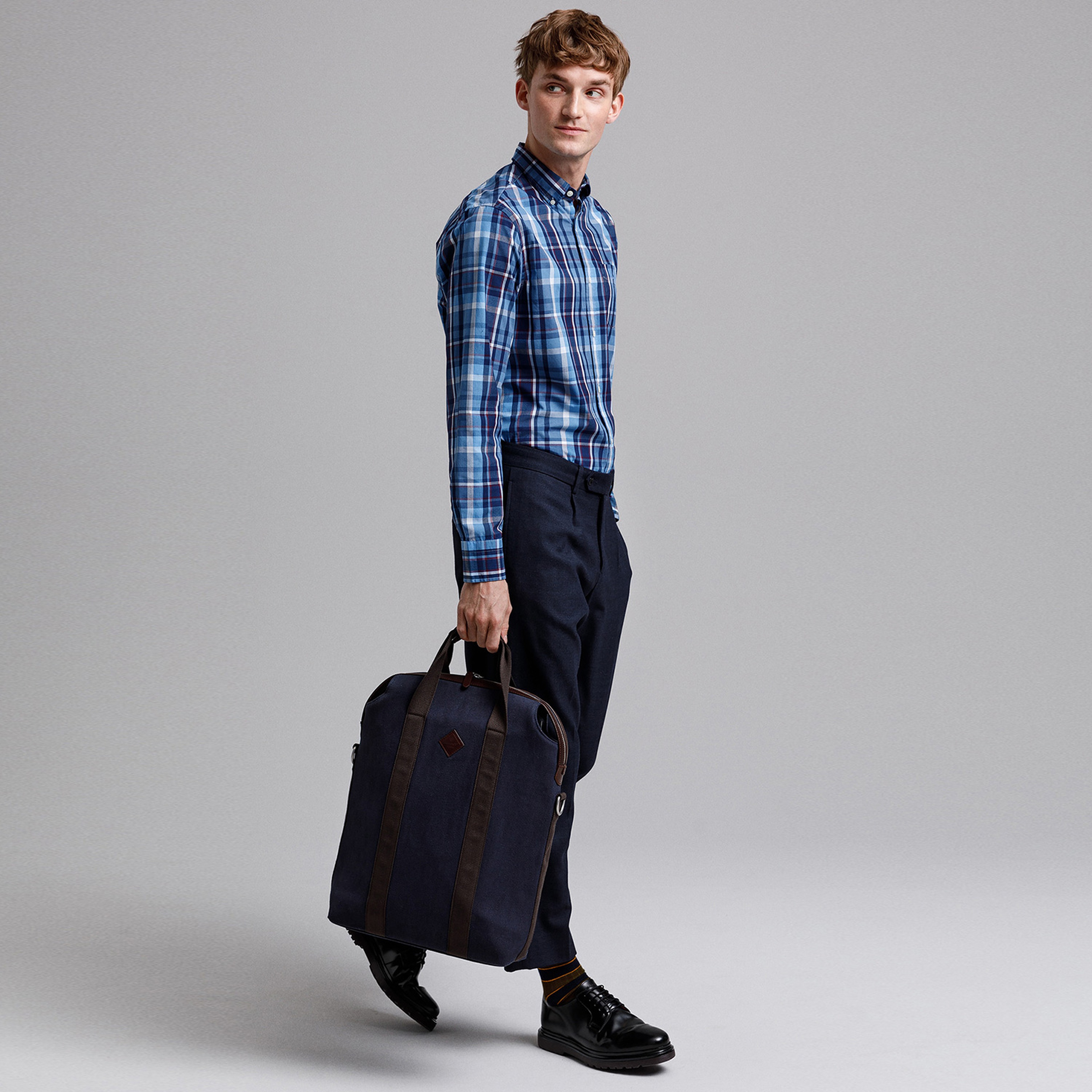 GANT Erkek Mavi Kareli Regular Fit Gömlek