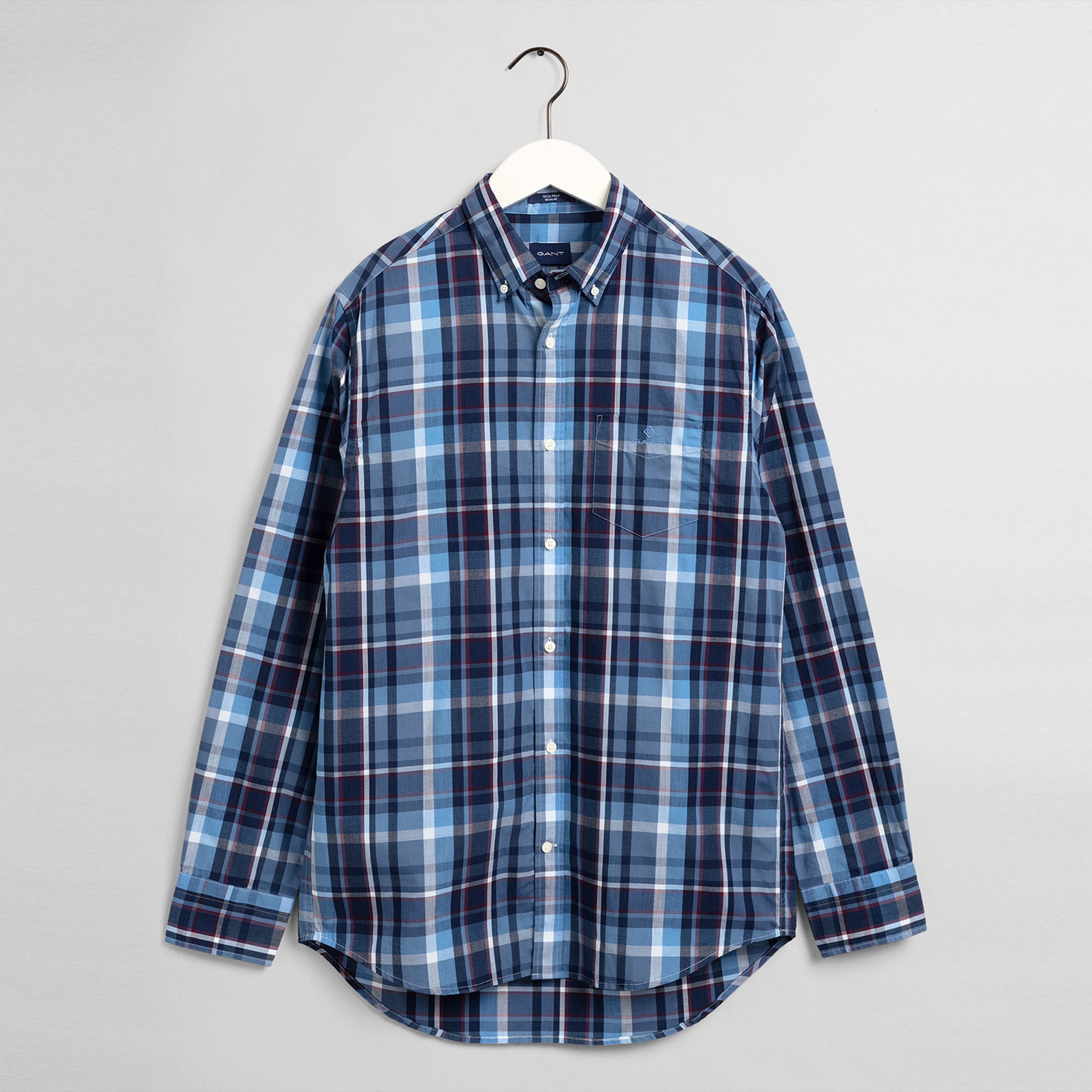 GANT Erkek Mavi Kareli Regular Fit Gömlek