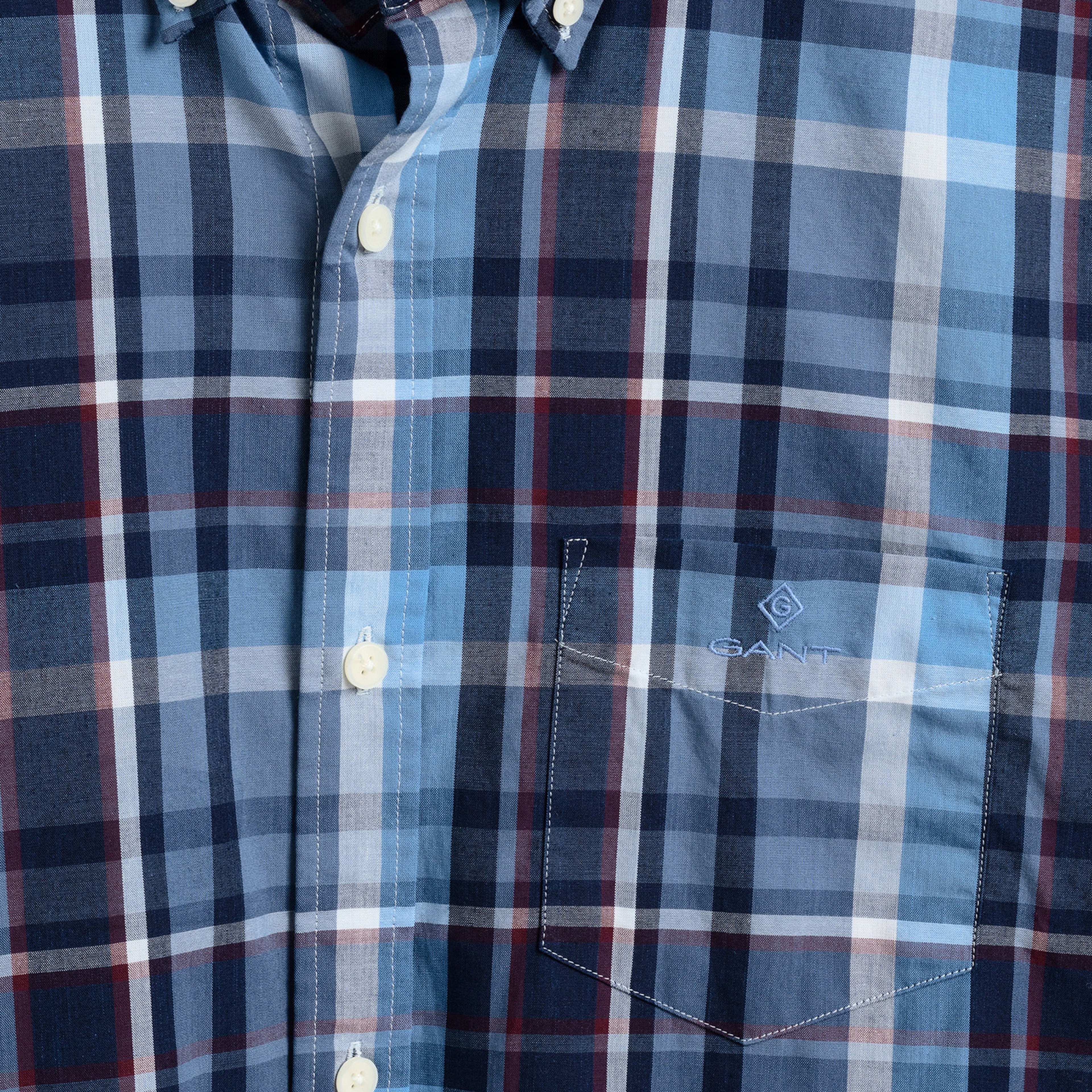 GANT Erkek Mavi Kareli Regular Fit Gömlek