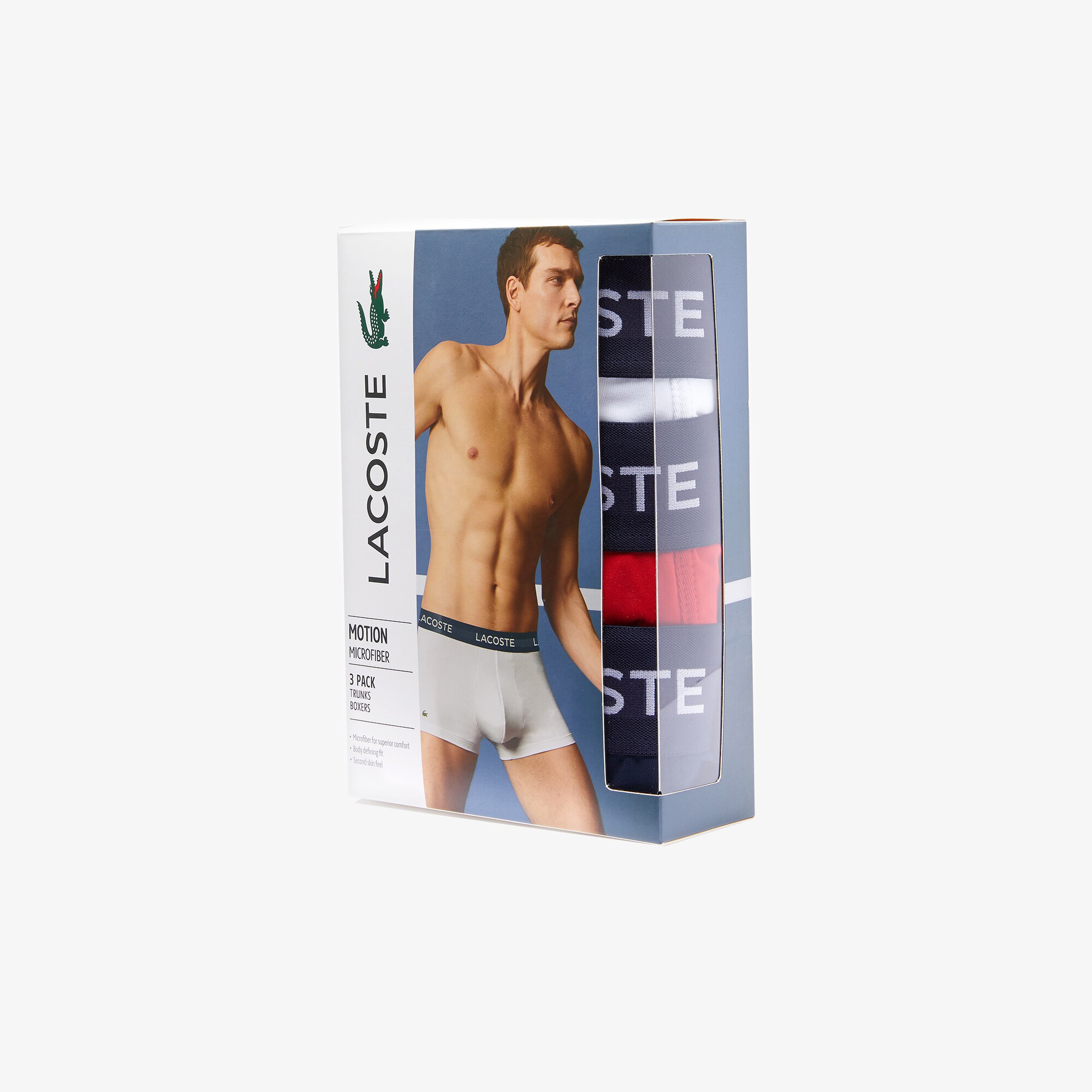 Lacoste Erkek Kırmızı - Beyaz - Lacivert 3'lü Boxer