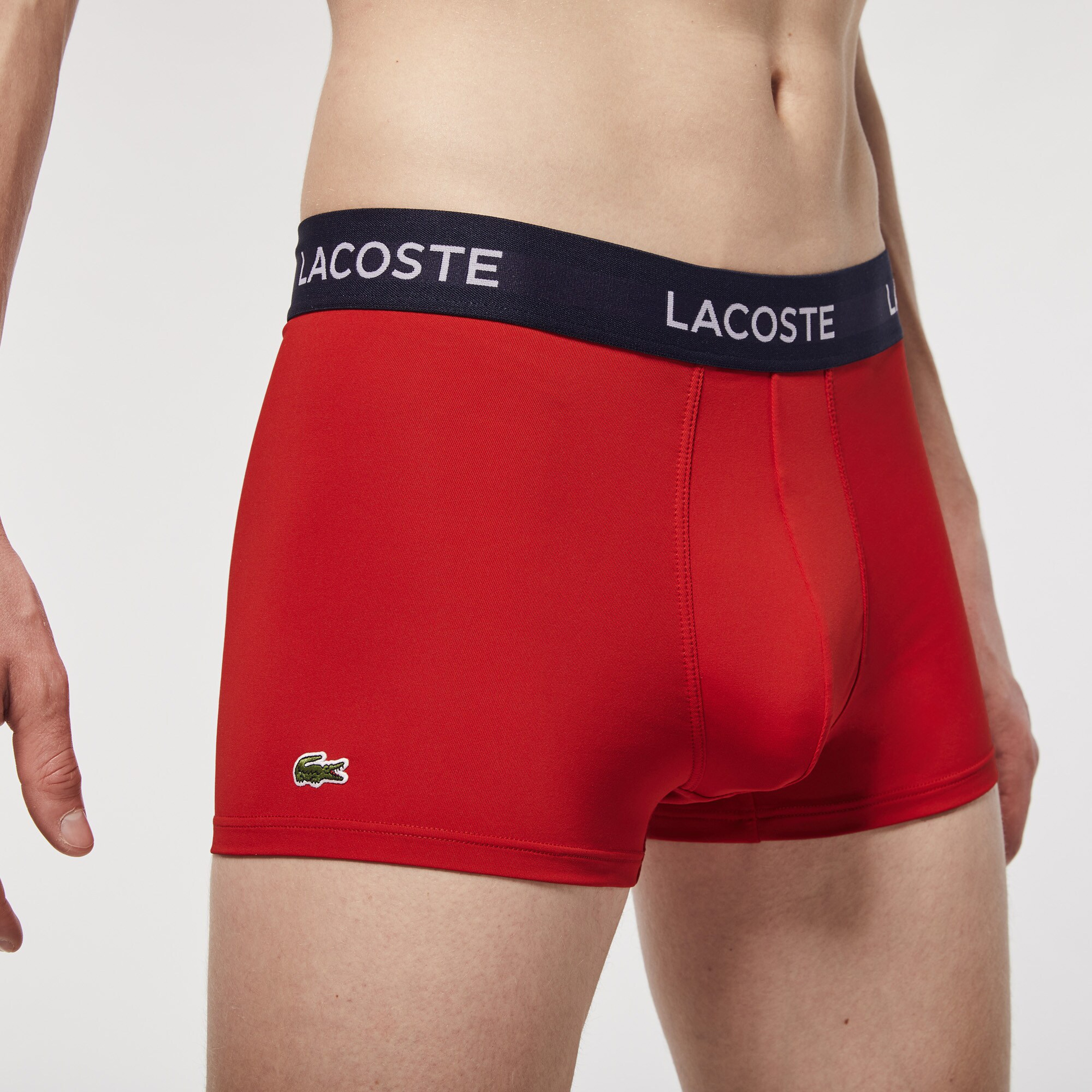 Lacoste Erkek Kırmızı - Beyaz - Lacivert 3'lü Boxer