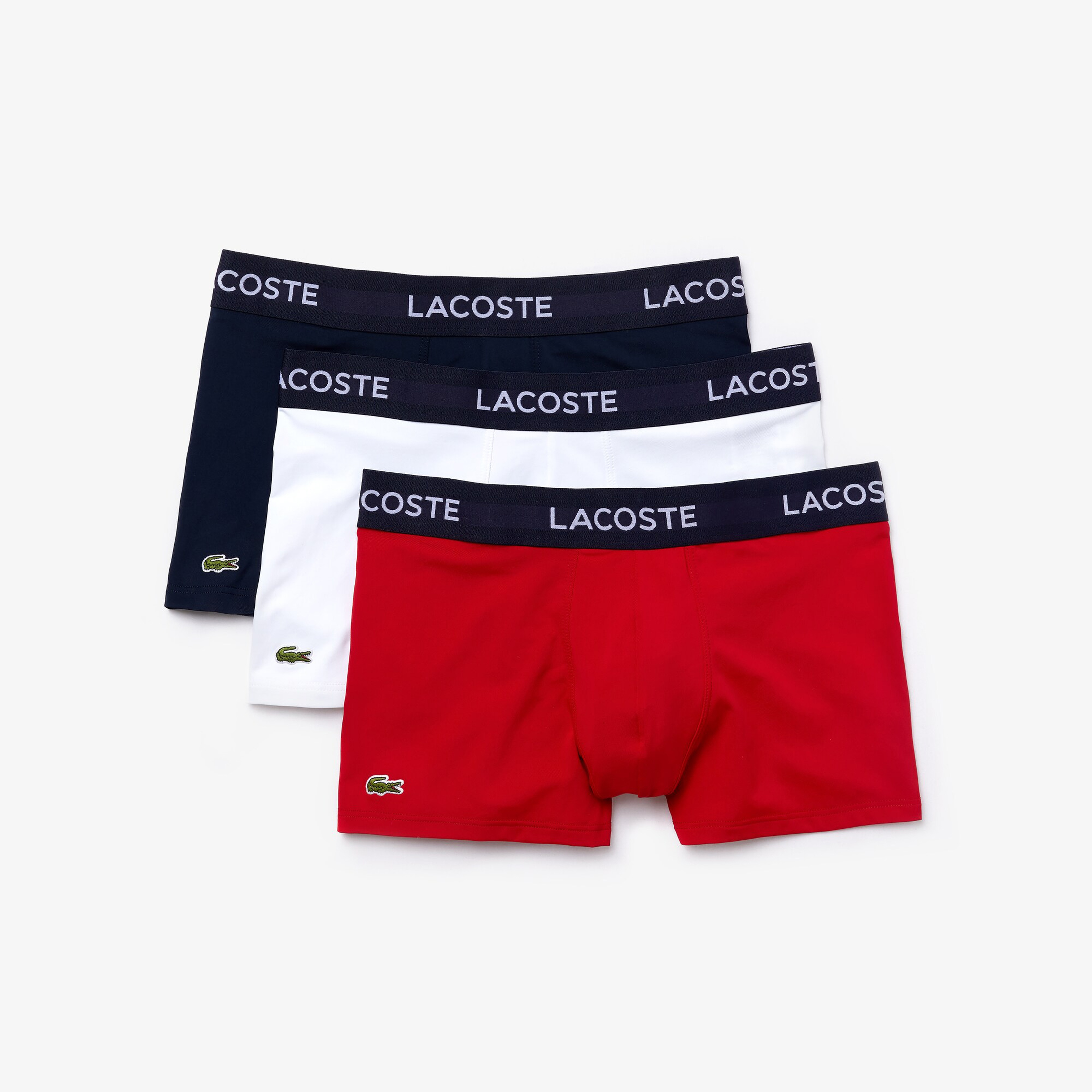Lacoste Erkek Kırmızı - Beyaz - Lacivert 3'lü Boxer