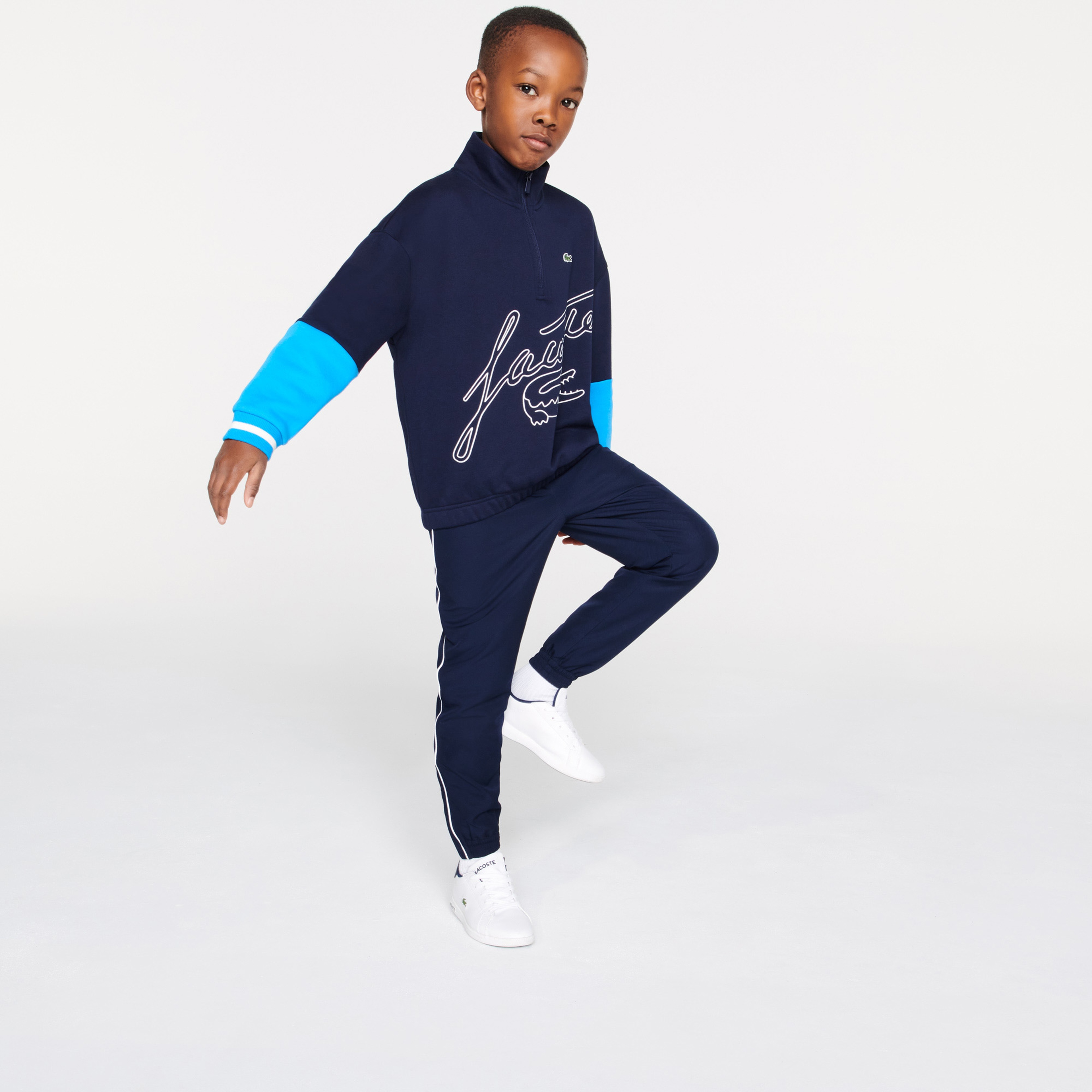 Lacoste Çocuk Fermuarlı Yaka Baskılı Lacivert Sweatshirt