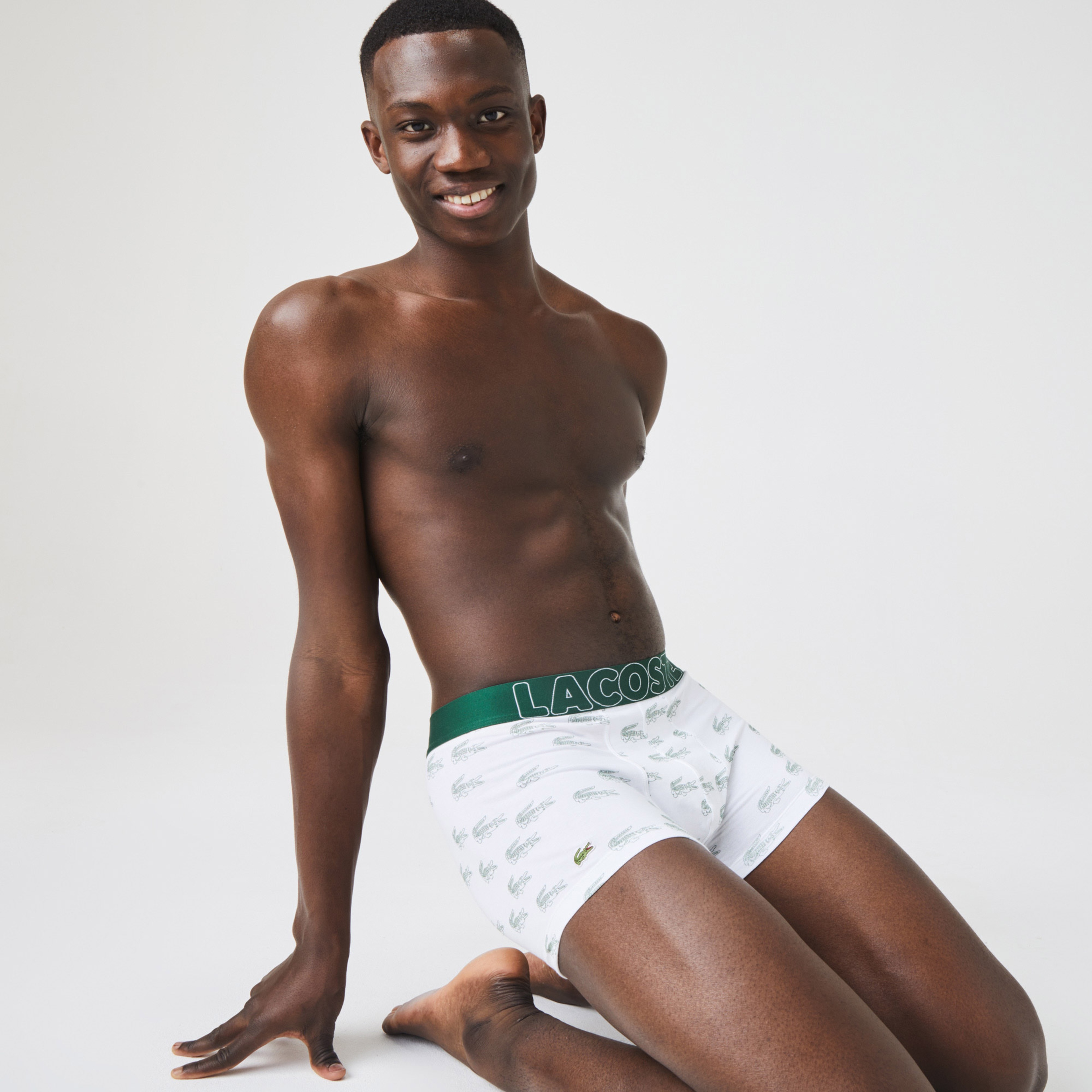 Lacoste Erkek Baskılı Desenli Yeşil - Beyaz 3'lü Boxer