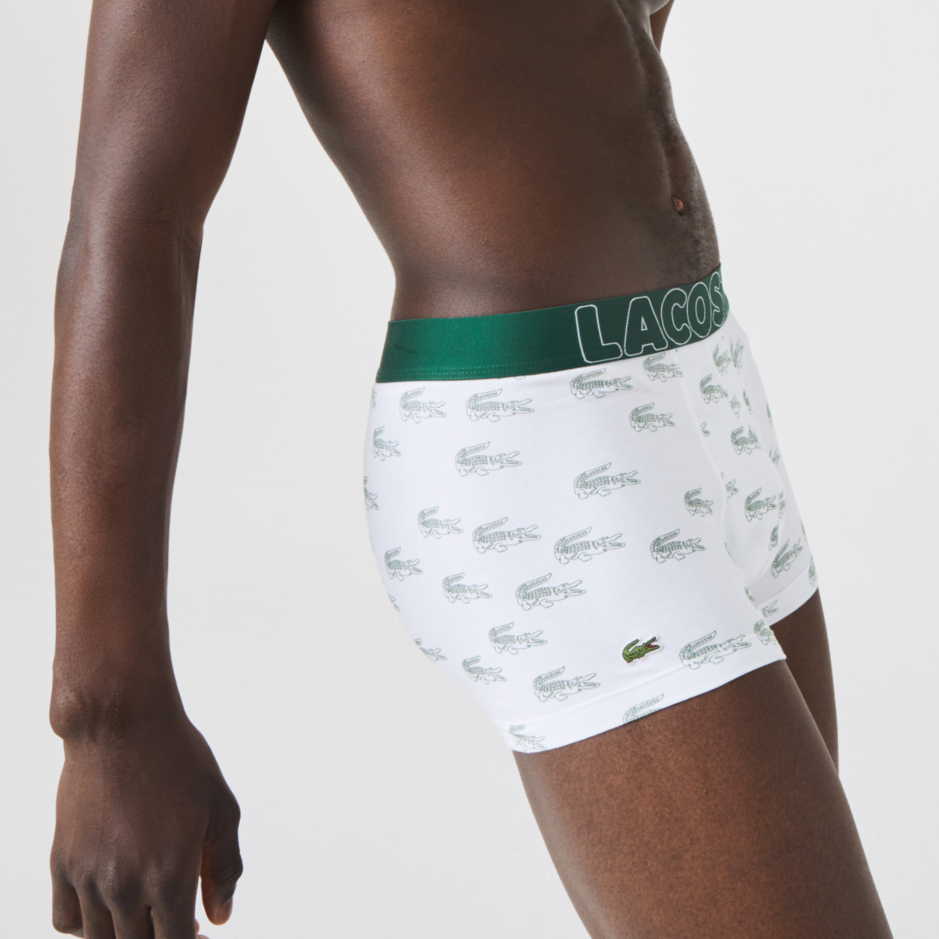 Lacoste Erkek Baskılı Desenli Yeşil - Beyaz 3'lü Boxer