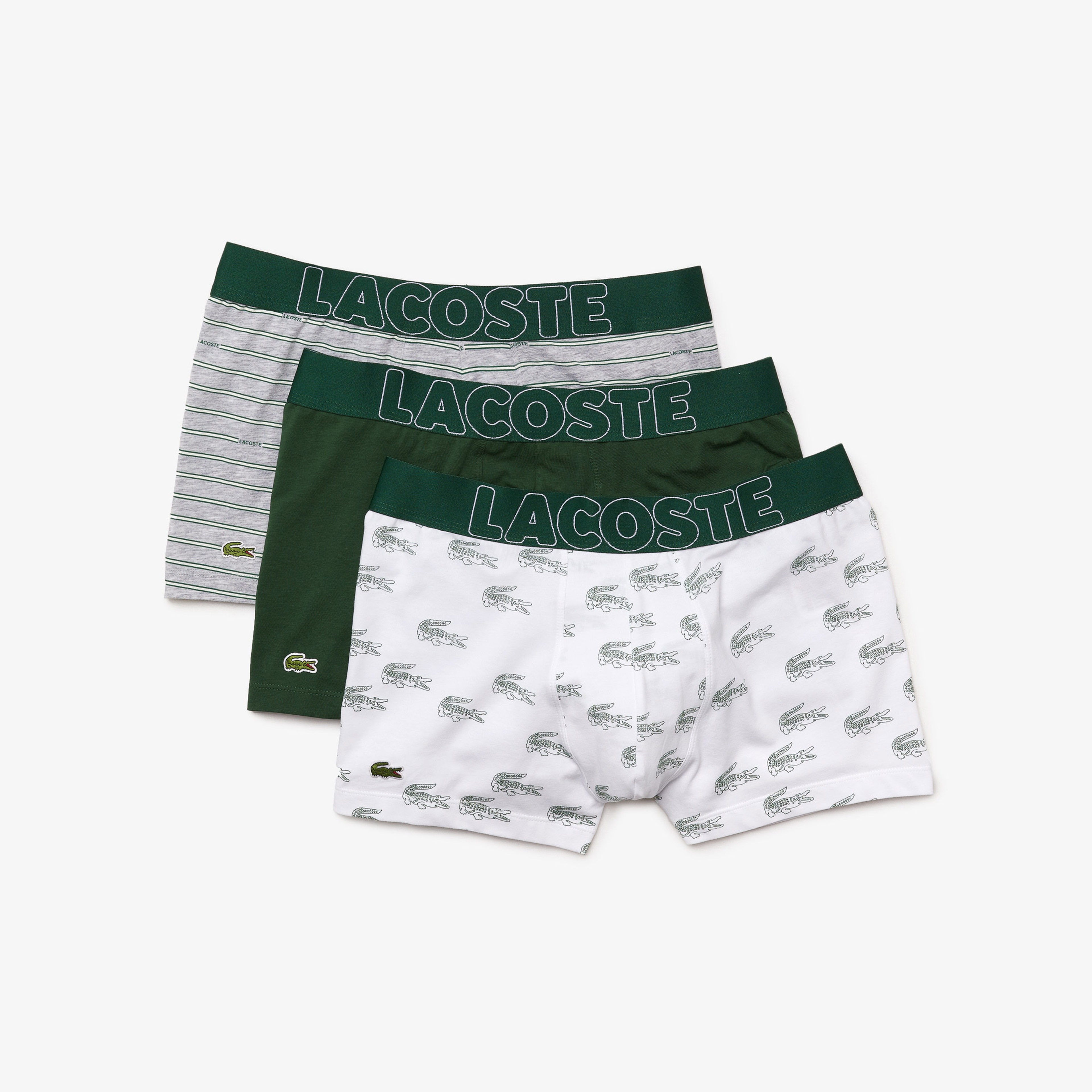 Lacoste Erkek Baskılı Desenli Yeşil - Beyaz 3'lü Boxer