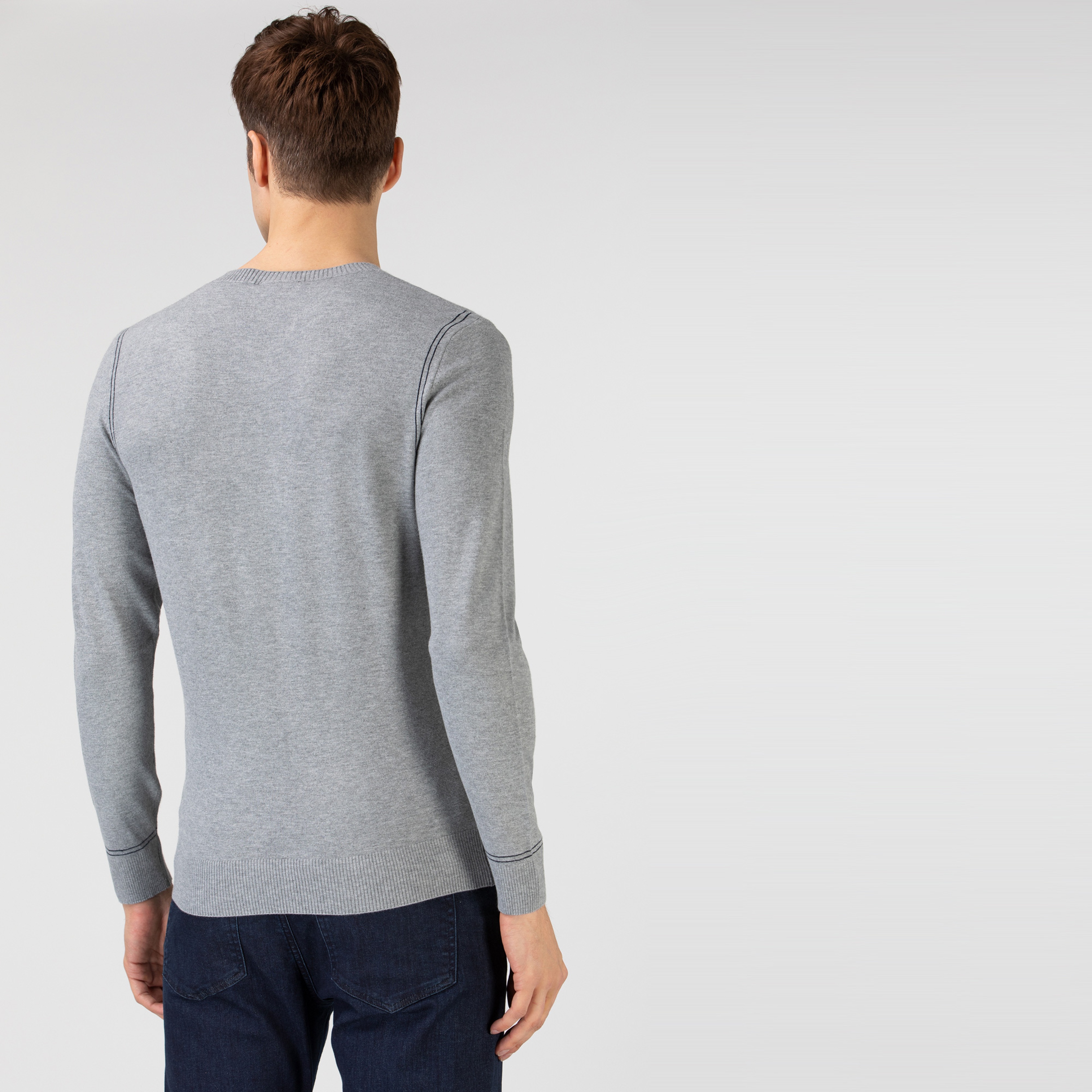 Lacoste Erkek V Yaka Gri Triko Kazak