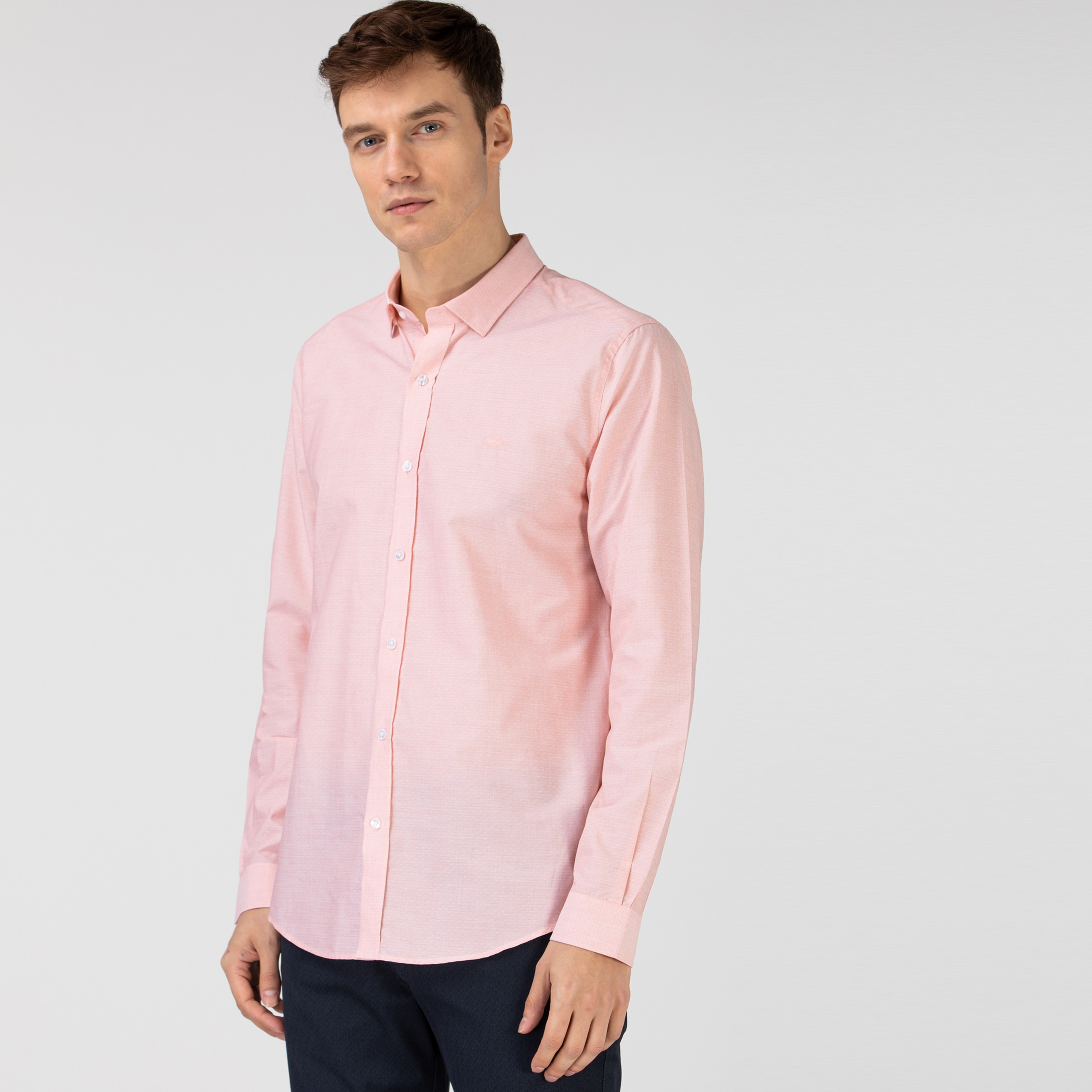 Lacoste Erkek Slim Fit Açık Pembe Gömlek