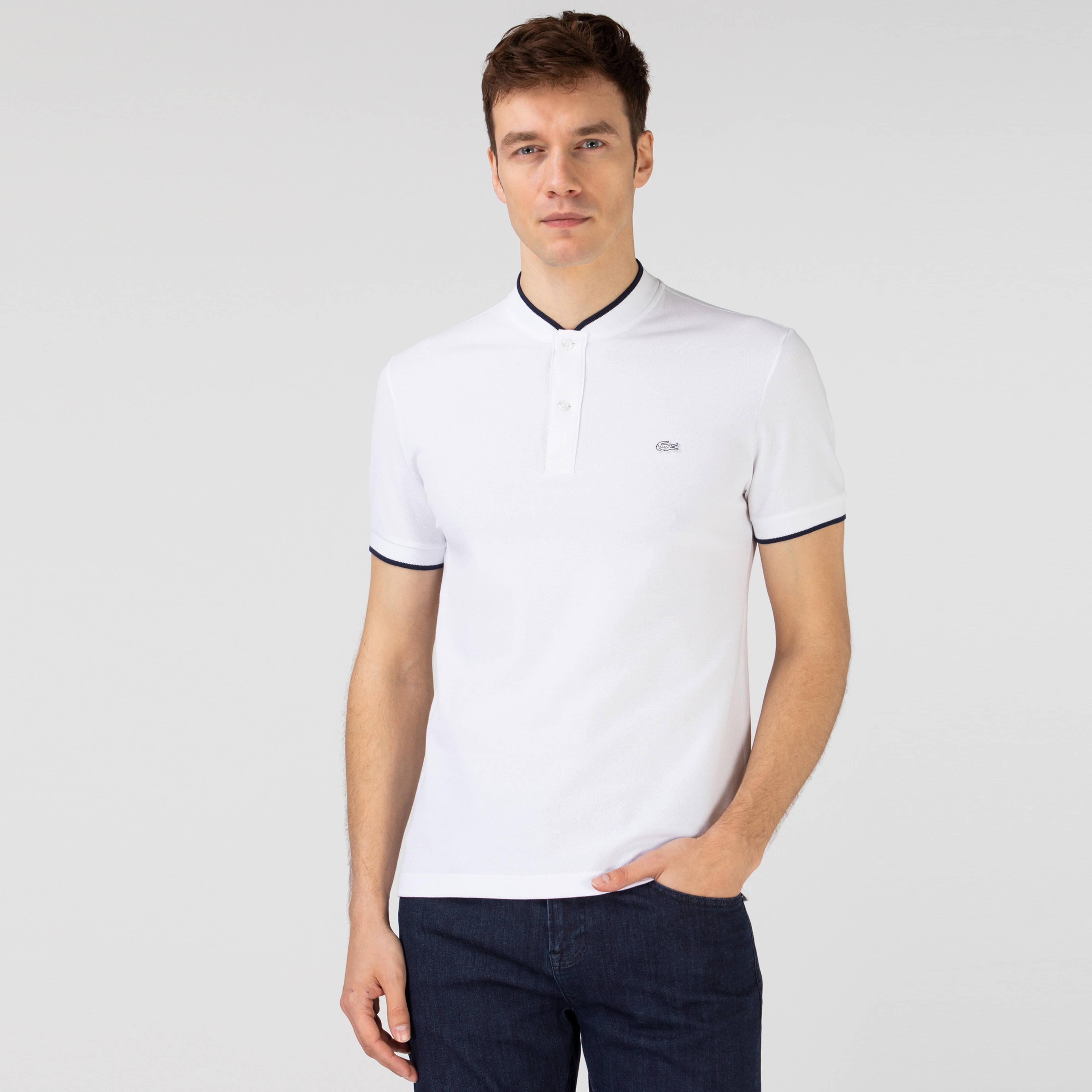 Lacoste Erkek Slim Fit Hakim Yaka Beyaz Polo