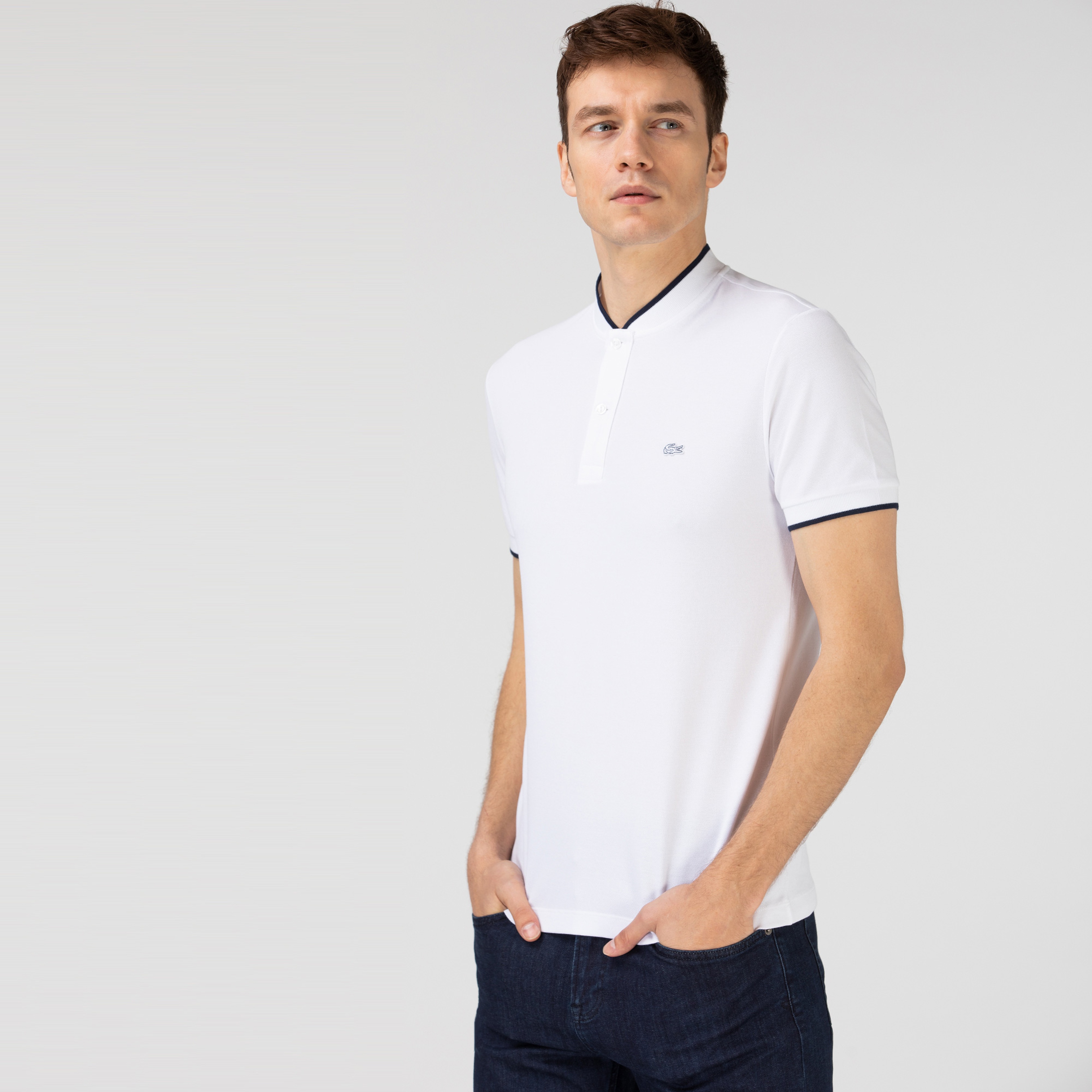 Lacoste Erkek Slim Fit Hakim Yaka Beyaz Polo