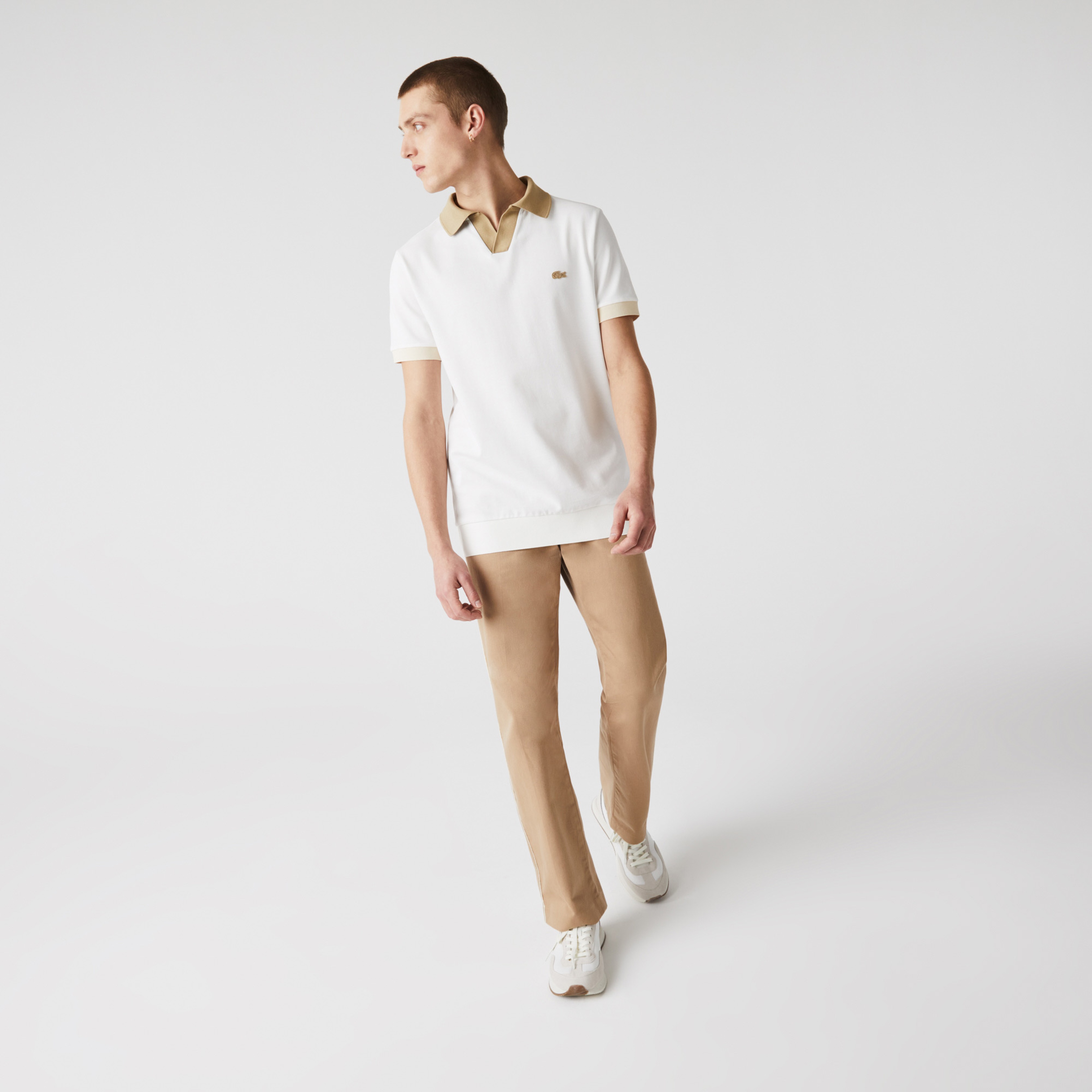 Lacoste Erkek Regular Fit V Yaka Bej Polo