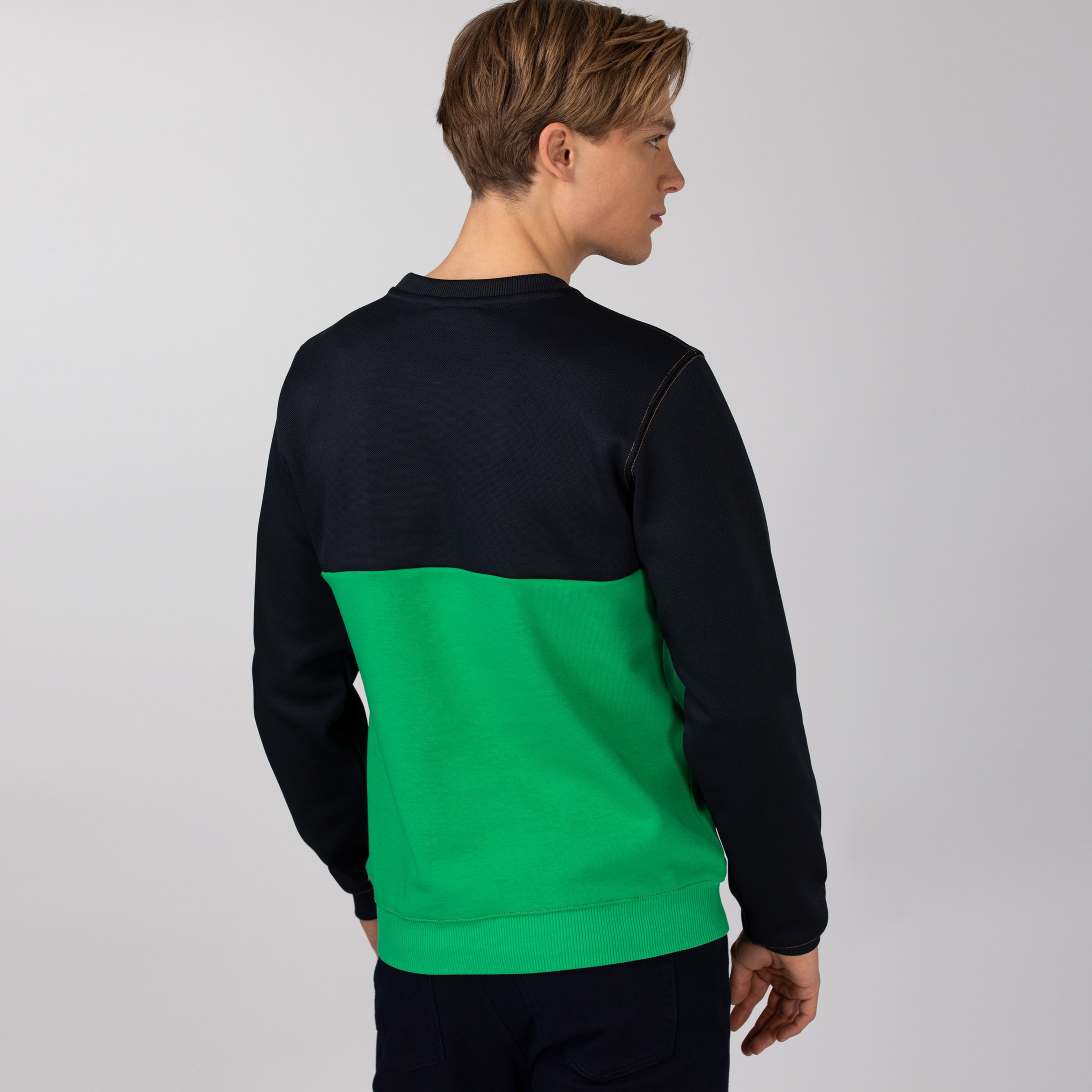 Lacoste Erkek Bisiklet Yaka Renk Bloklu Baskılı Renkli Sweatshirt