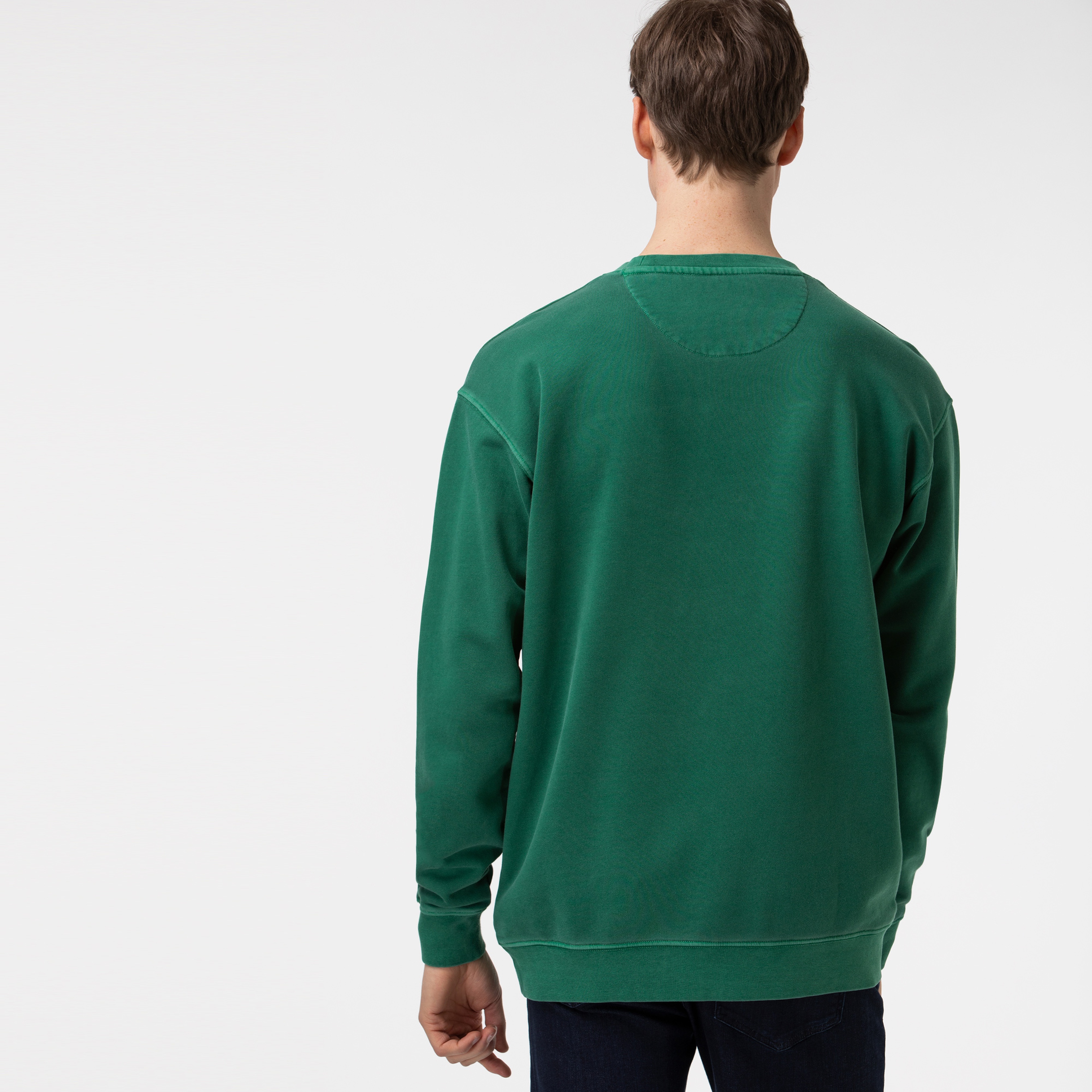 Lacoste Erkek Rahat Fit Bisiklet Yaka Baskılı Yeşil Sweatshirt