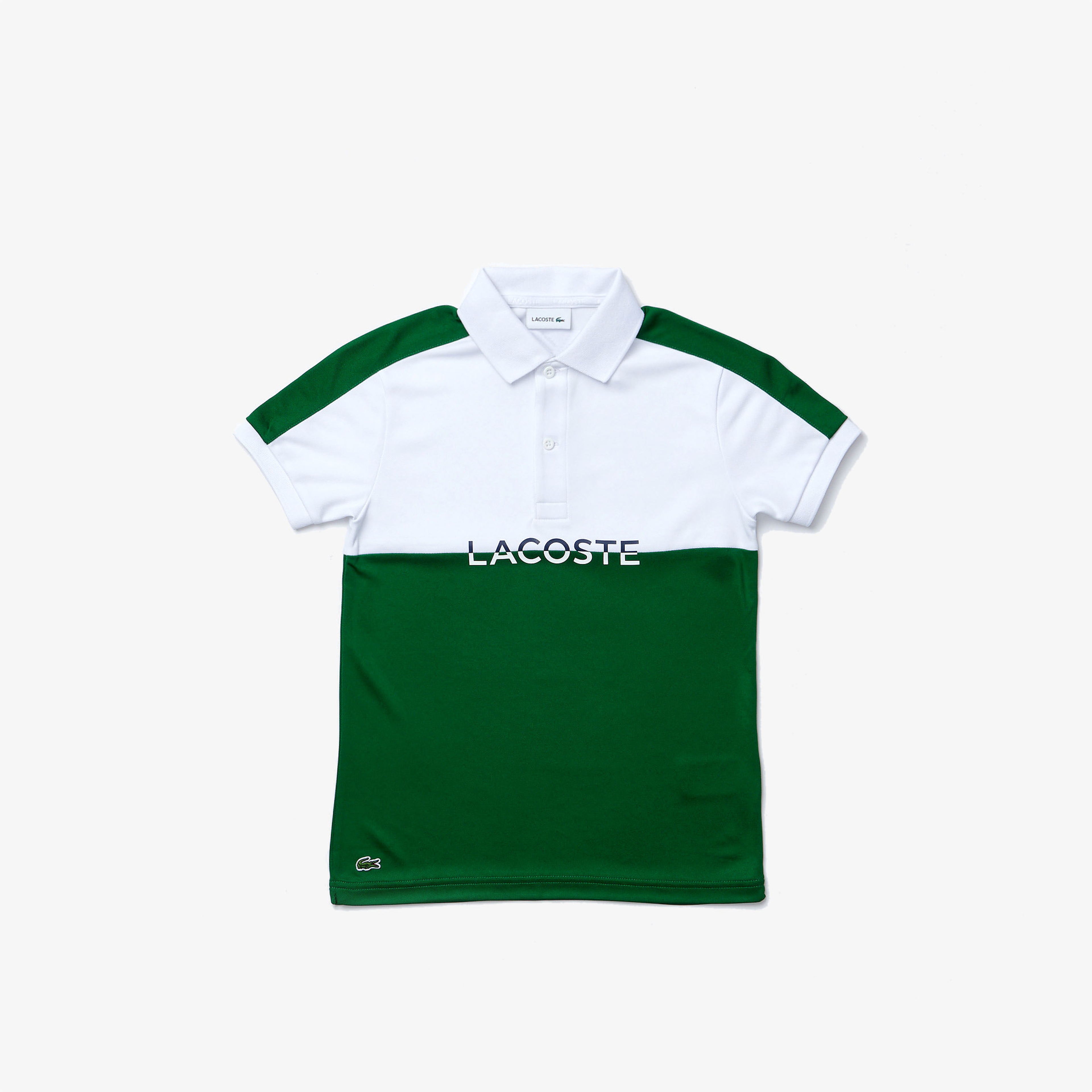 Lacoste Çocuk Renk Bloklu Baskılı Yeşil - Beyaz Polo