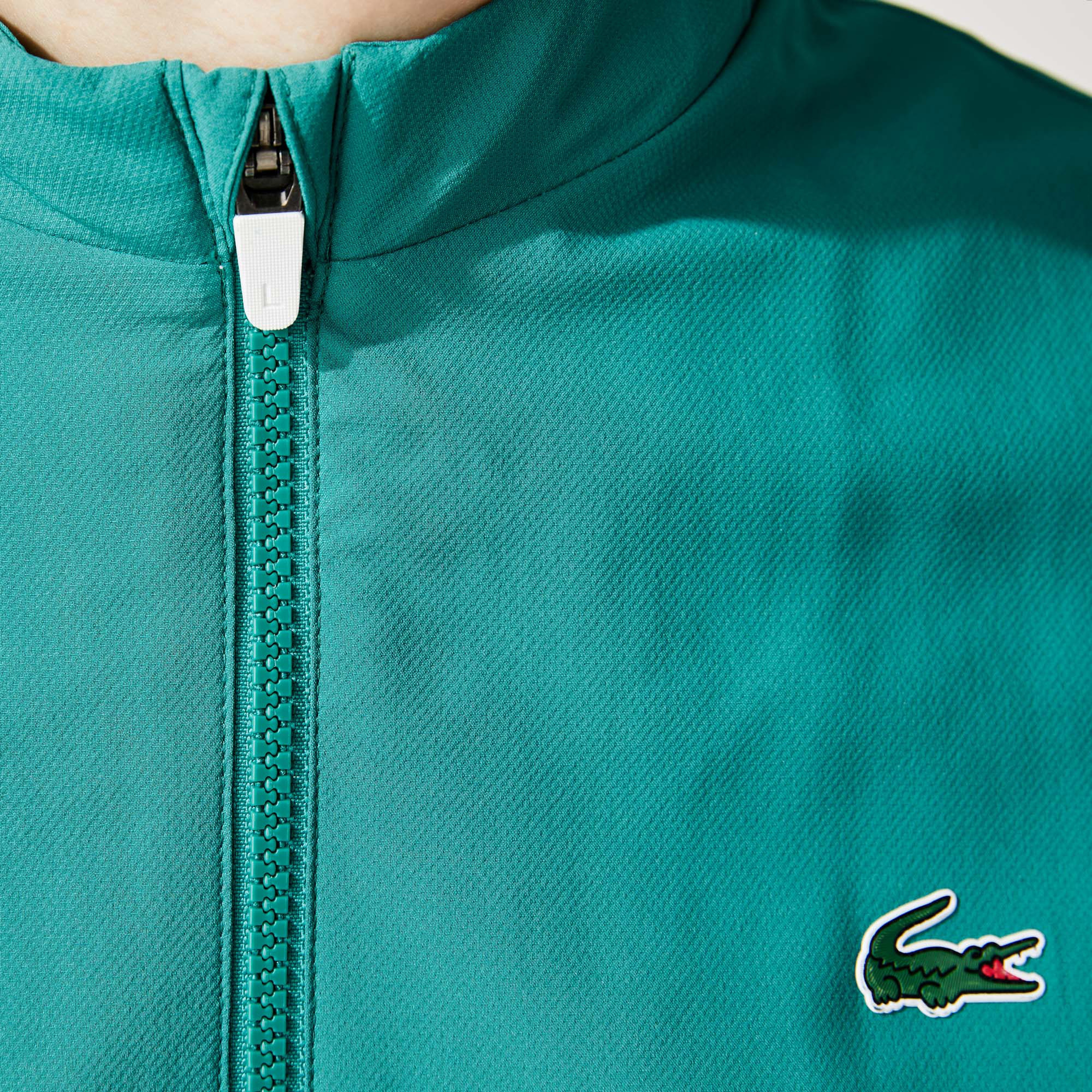 Lacoste Sport Novak Djokovic Erkek Dik Yaka Renk Bloklu Yeşil - Beyaz Ceket