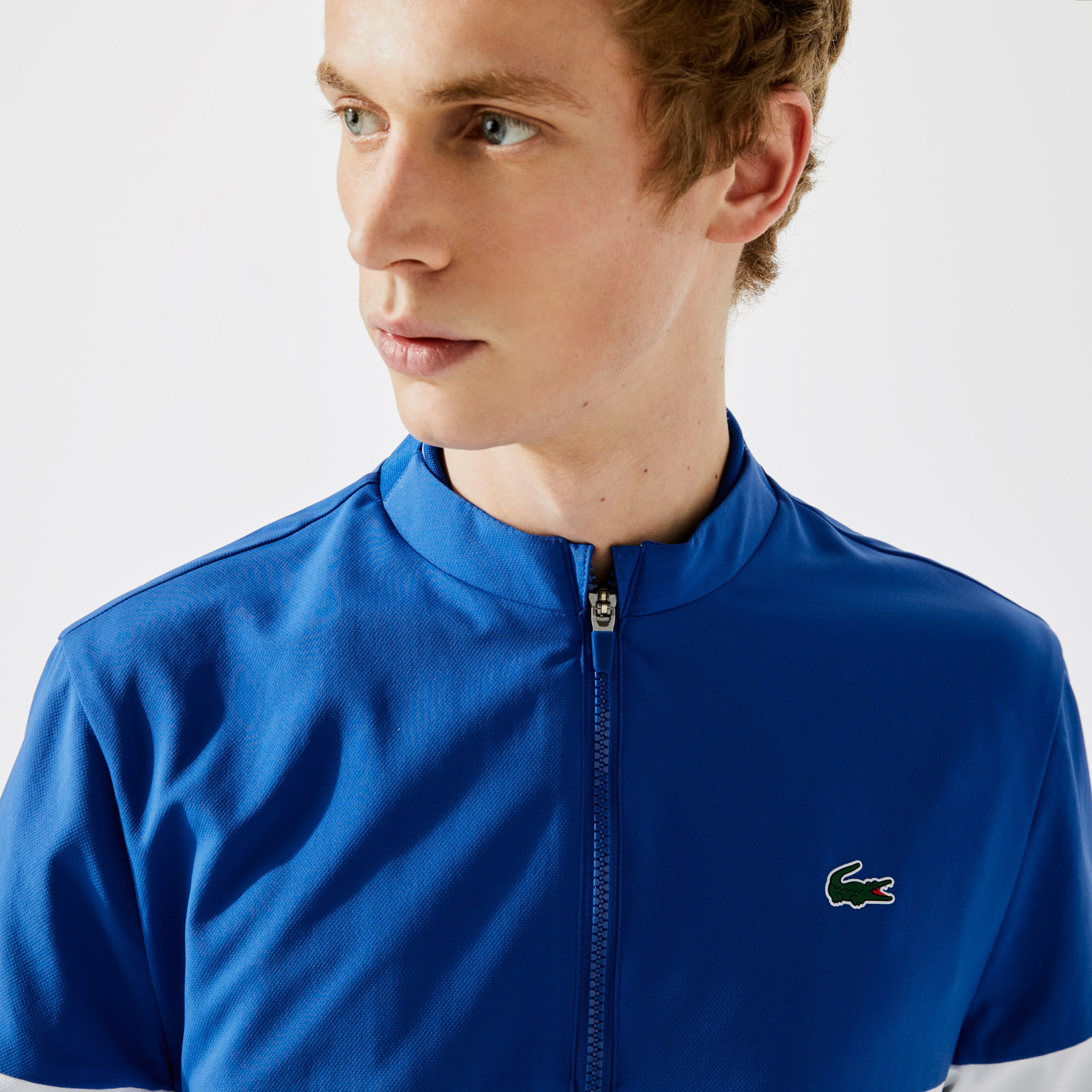 Lacoste Sport Novak Djokovic Erkek Dik Yaka Renk Bloklu Mavi - Beyaz Ceket