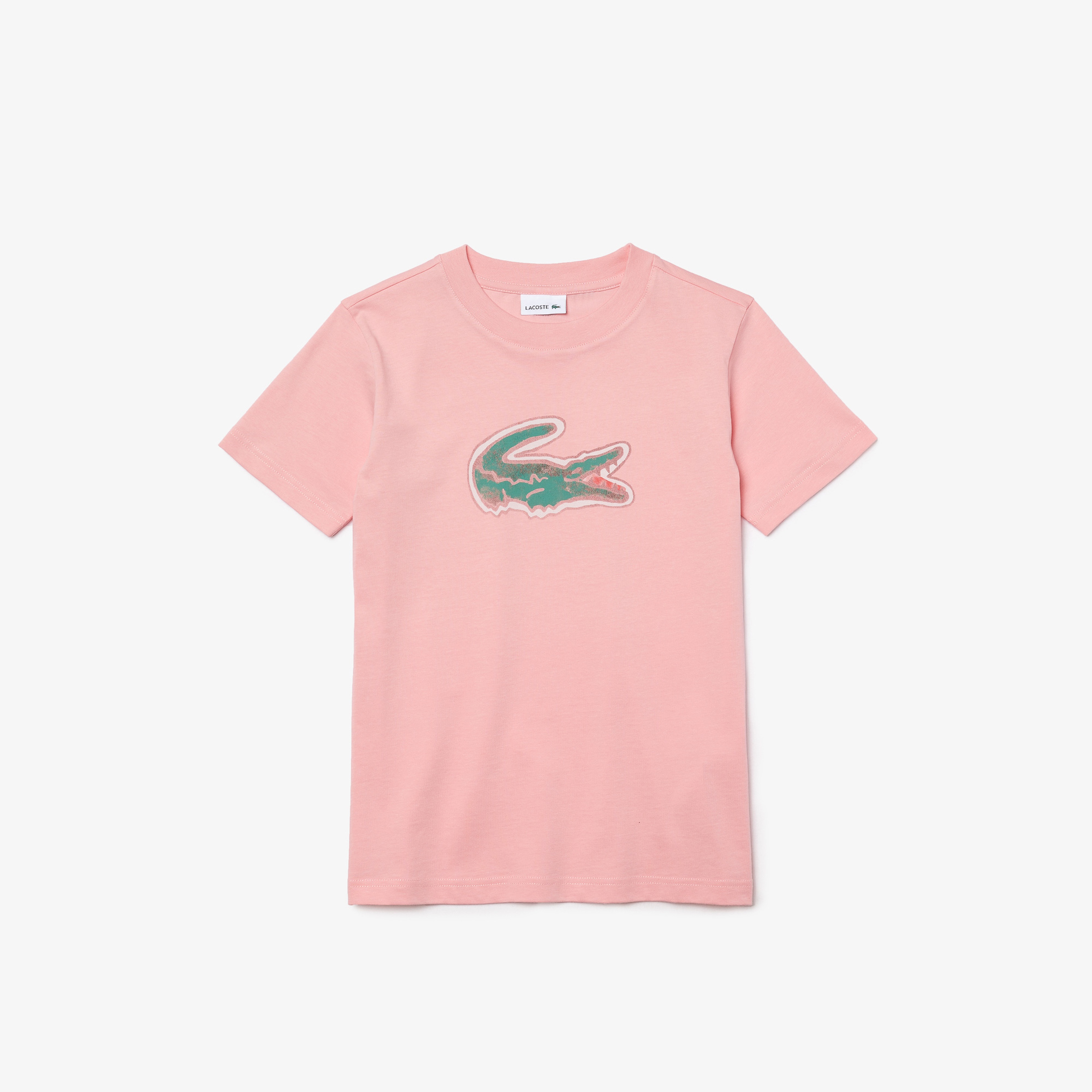 Lacoste Çocuk Bisiklet Yaka Baskılı Pembe T-Shirt