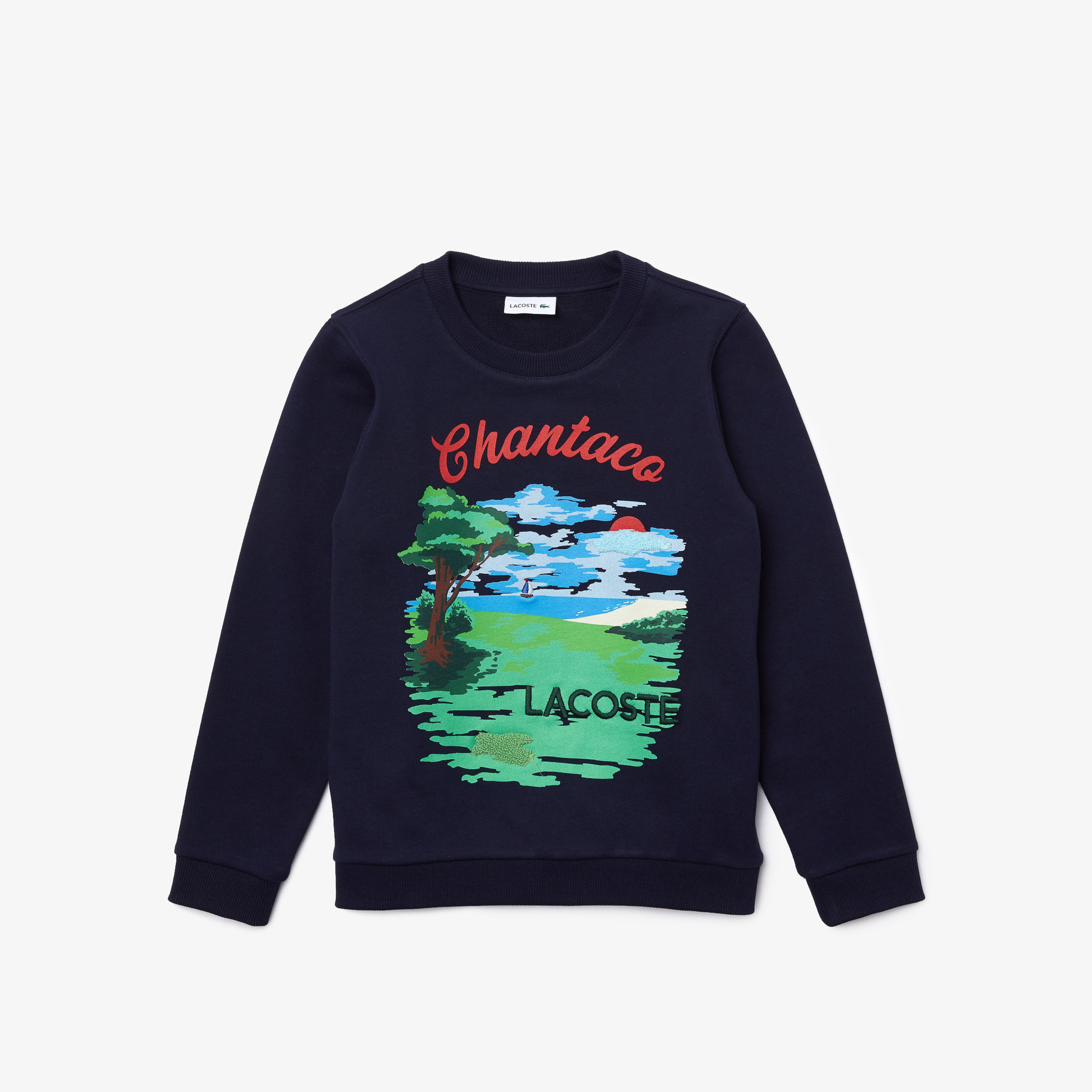 Lacoste Çocuk Bisiklet Yaka Baskılı Lacivert Sweatshirt