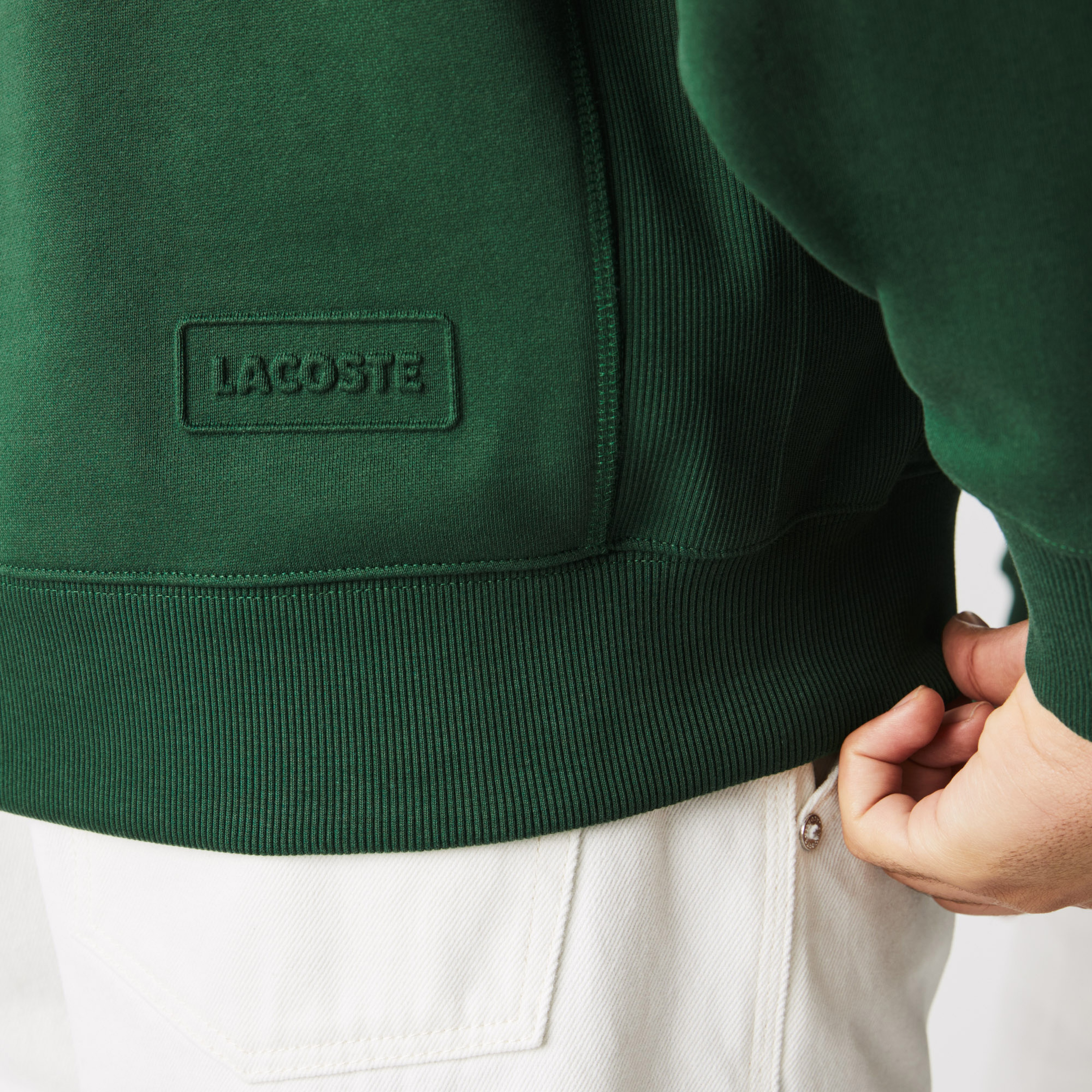 Lacoste L!ve Unisex Loose Fit Bisiklet Yaka Yeşil Sweatshirt