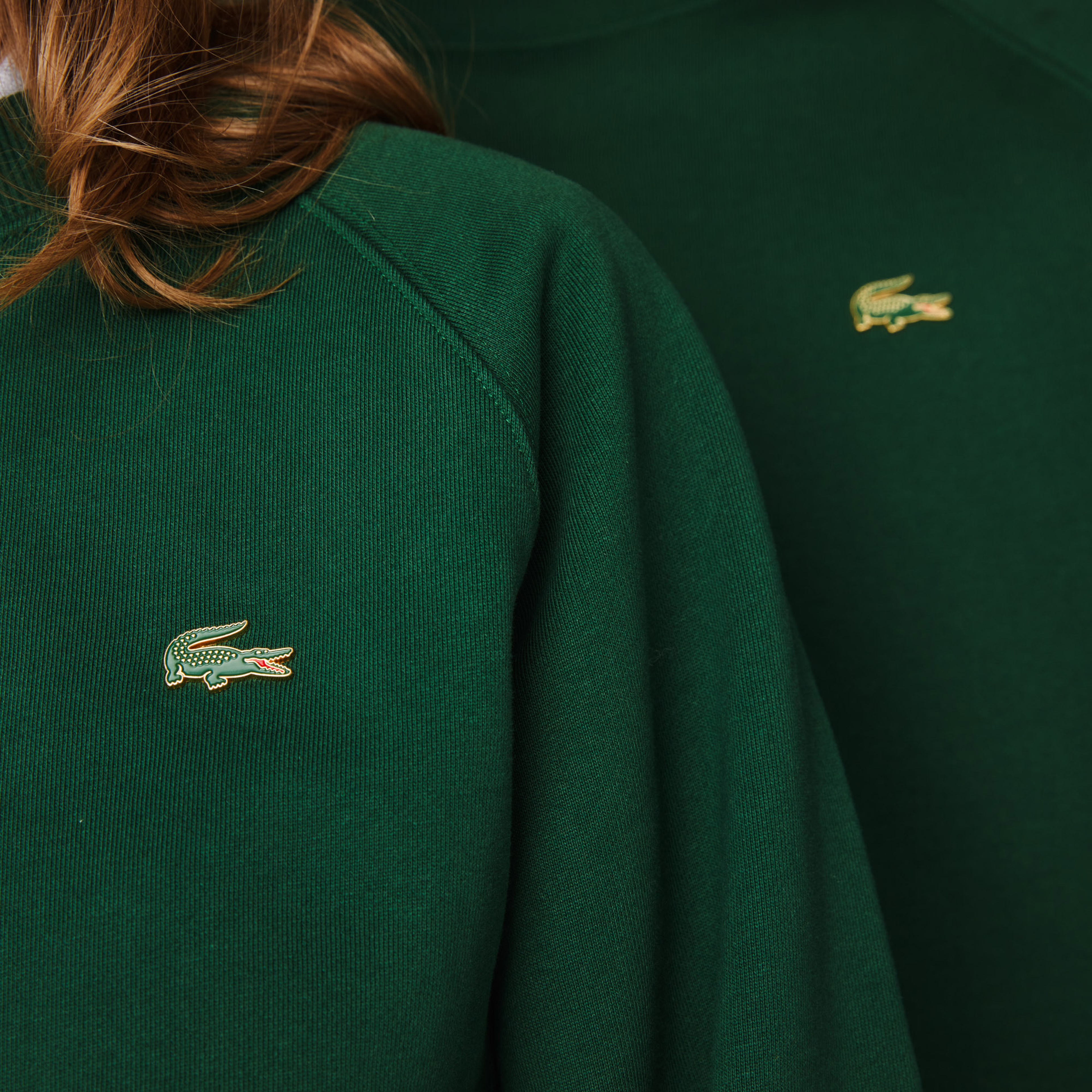 Lacoste L!ve Unisex Loose Fit Bisiklet Yaka Yeşil Sweatshirt