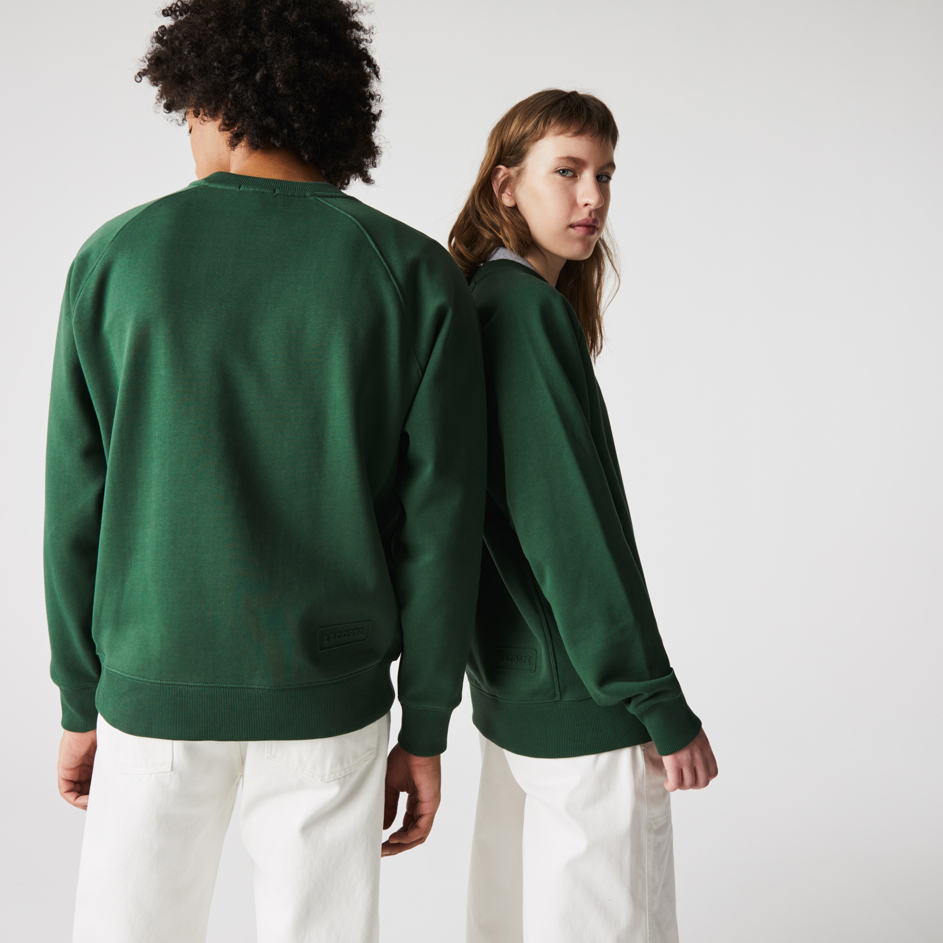 Lacoste L!ve Unisex Loose Fit Bisiklet Yaka Yeşil Sweatshirt