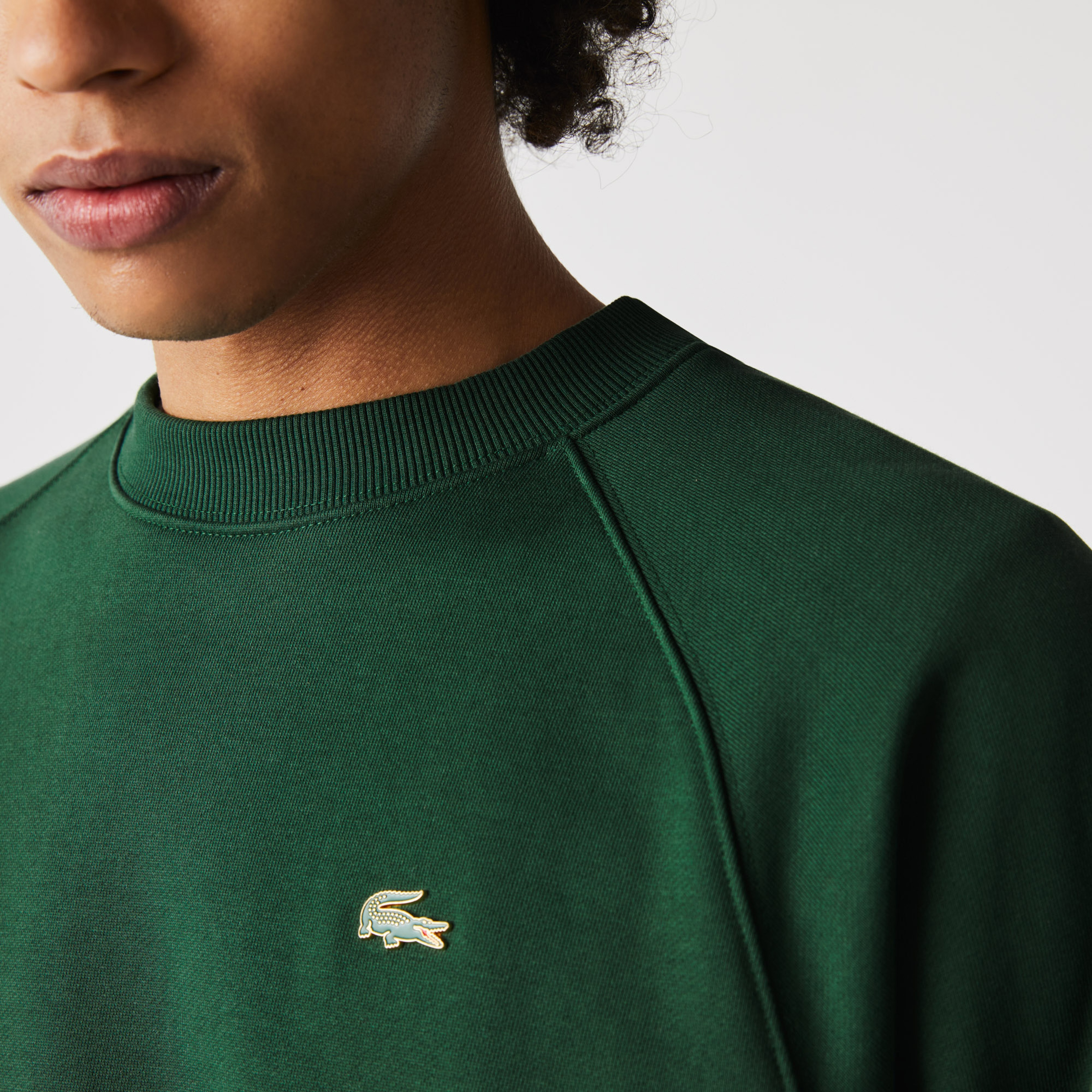 Lacoste L!ve Unisex Loose Fit Bisiklet Yaka Yeşil Sweatshirt