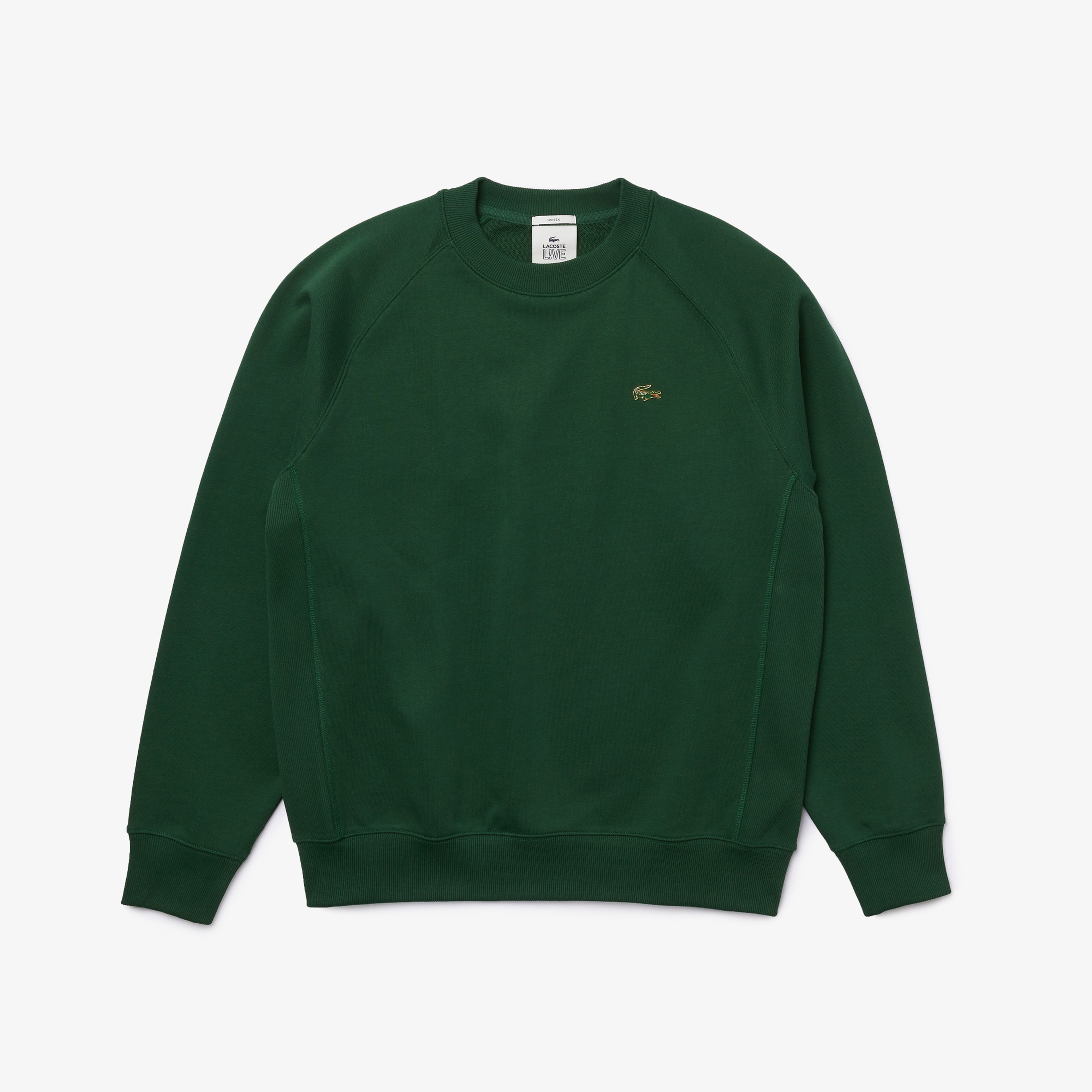 Lacoste L!ve Unisex Loose Fit Bisiklet Yaka Yeşil Sweatshirt