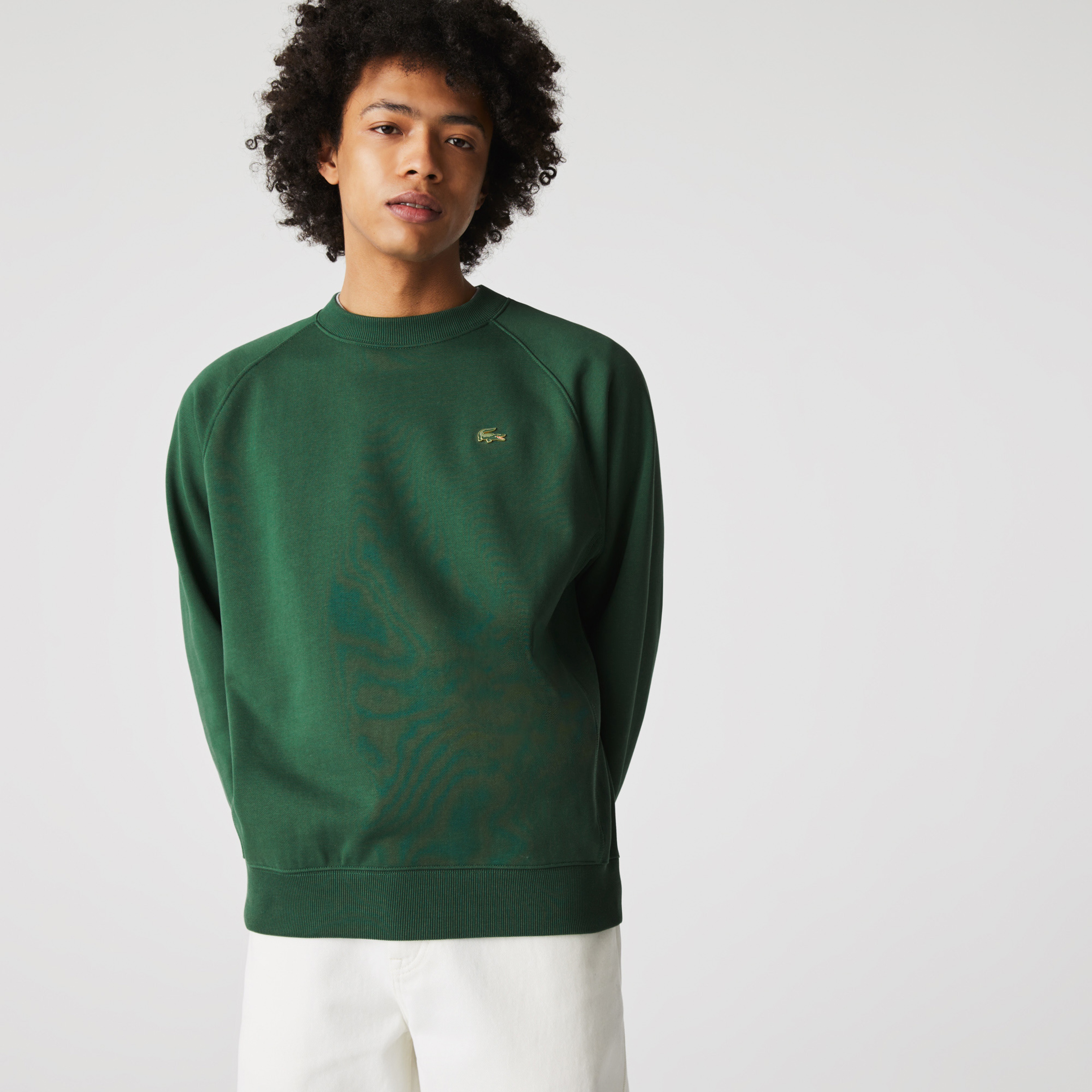 Lacoste L!ve Unisex Loose Fit Bisiklet Yaka Yeşil Sweatshirt