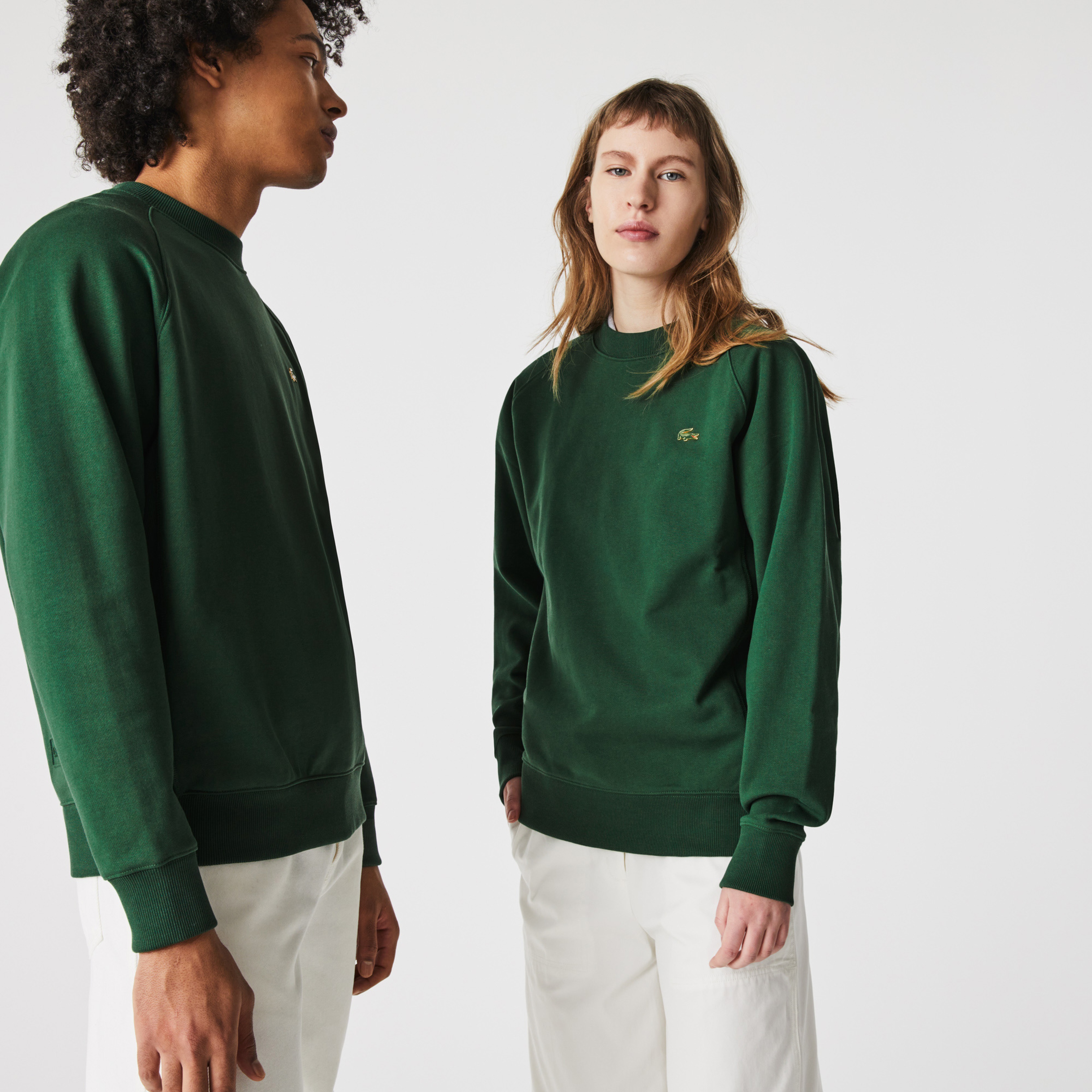 Lacoste L!ve Unisex Loose Fit Bisiklet Yaka Yeşil Sweatshirt