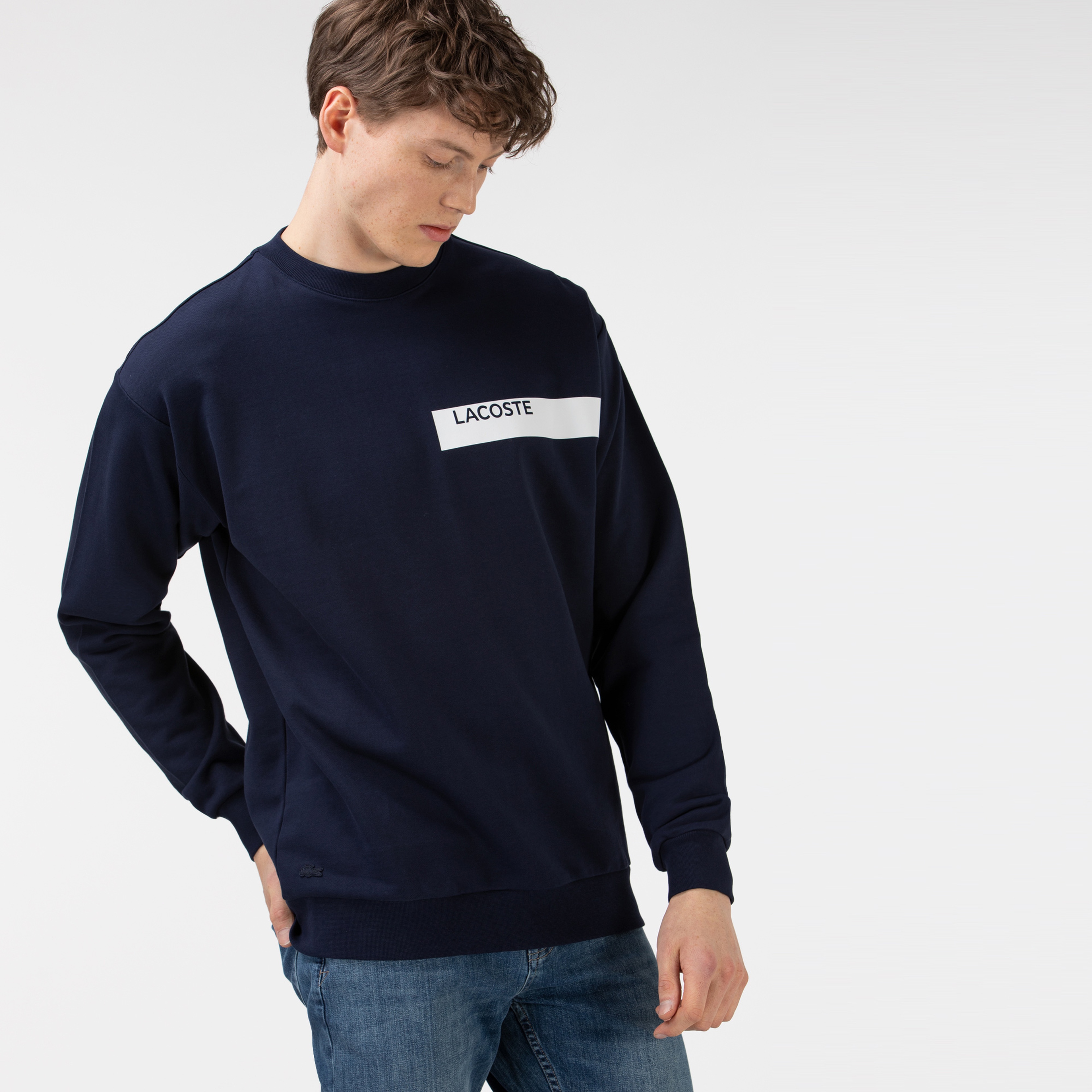 Lacoste Erkek Baskılı Lacivert Sweatshirt