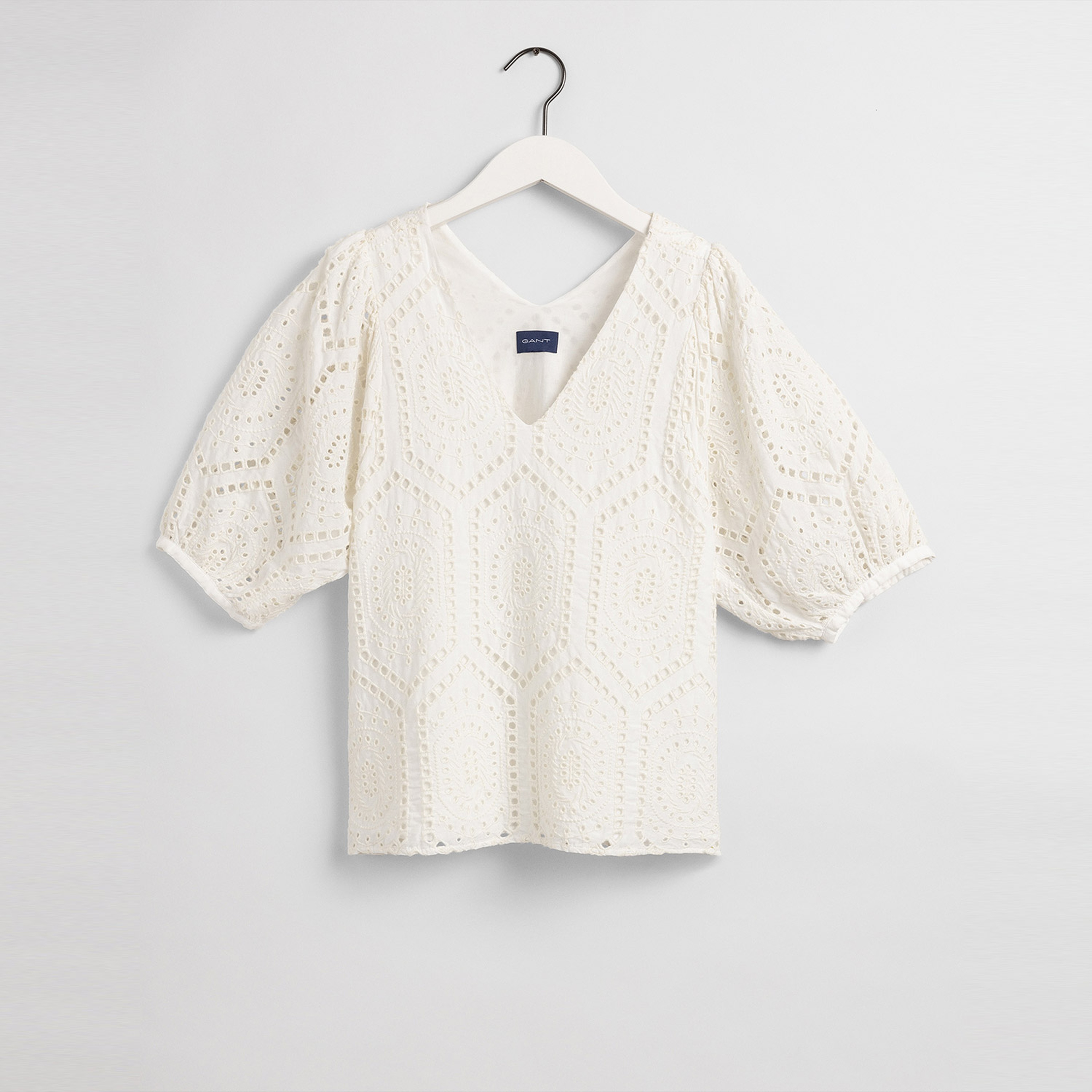 Gant Kadın Krem Relaxed Fit Kısa Kollu Bluz