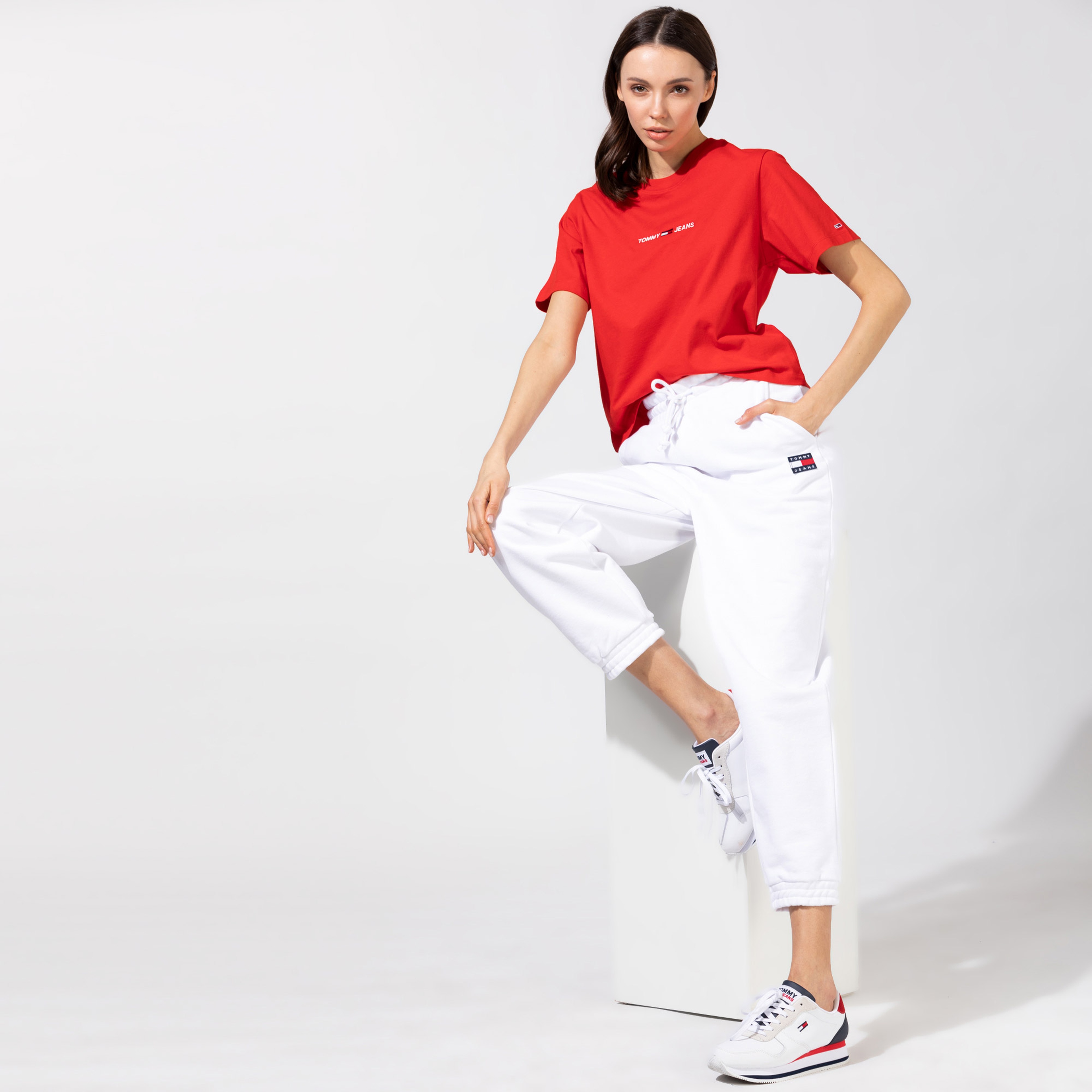 Tommy Hilfiger TJW Relaxed HRS Badge Kadın Beyaz Eşofman Altı