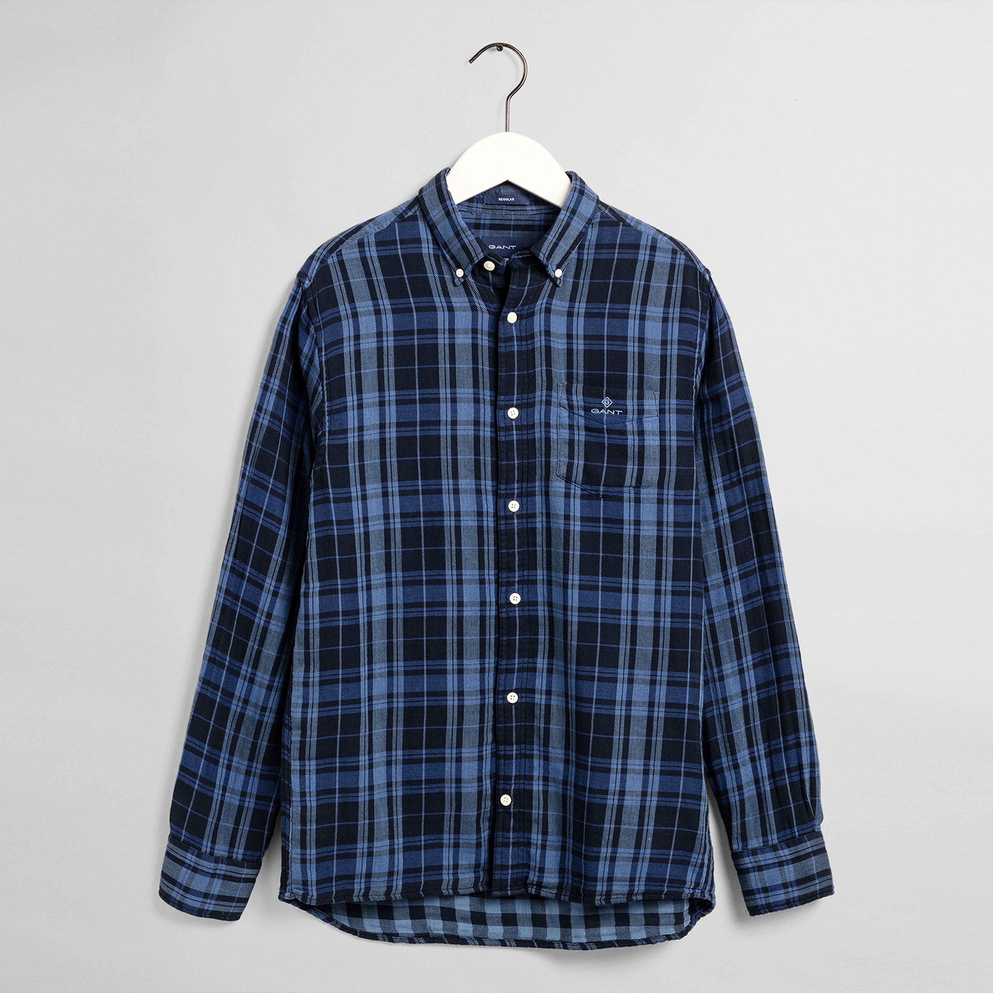 Gant Erkek Mavi Kareli Regular Fit Gömlek
