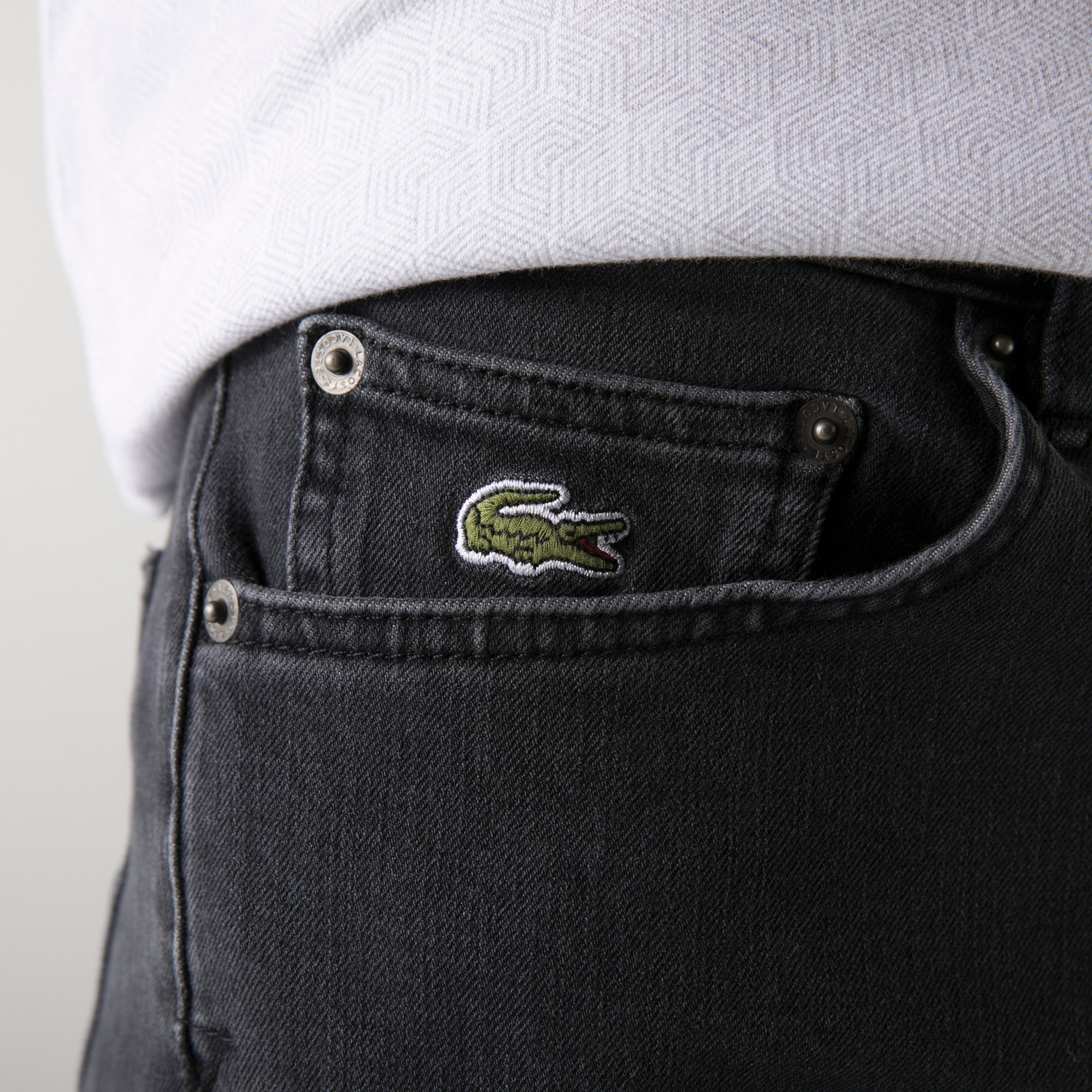 Lacoste Erkek Slim Fit Denim Açık Gri Pantolon
