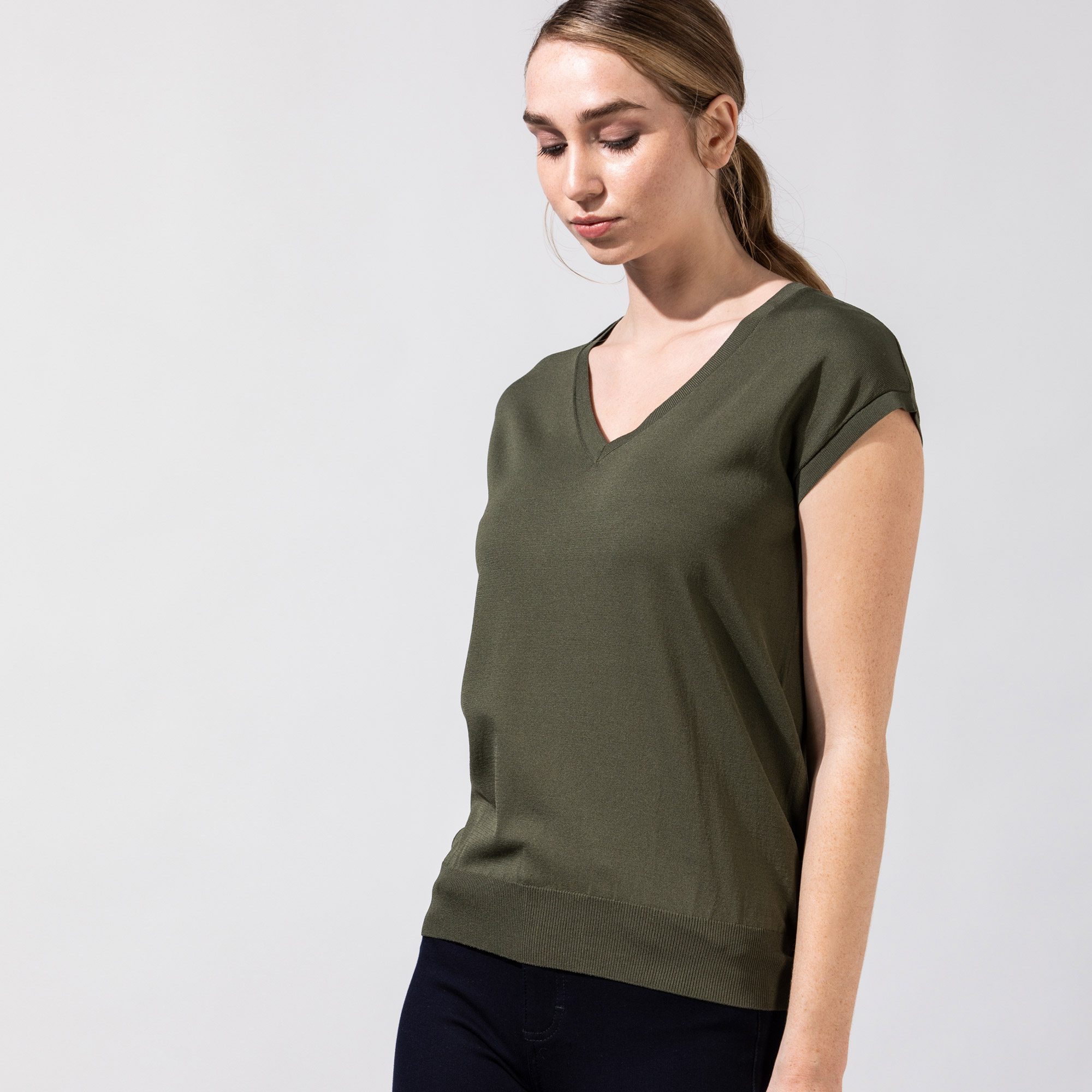 Nautica Kadın V Yaka Yeşil Triko